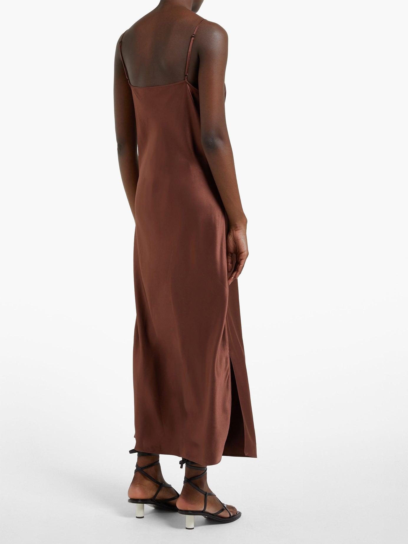 brown slip dress outfit