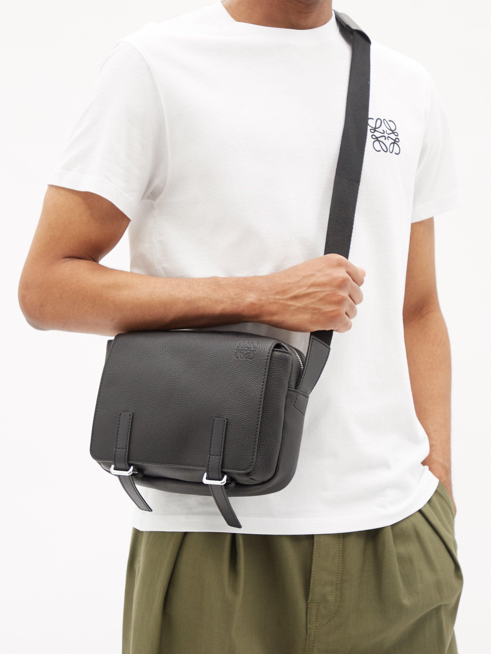 LOEWE Military Leather Messenger Bag for Men