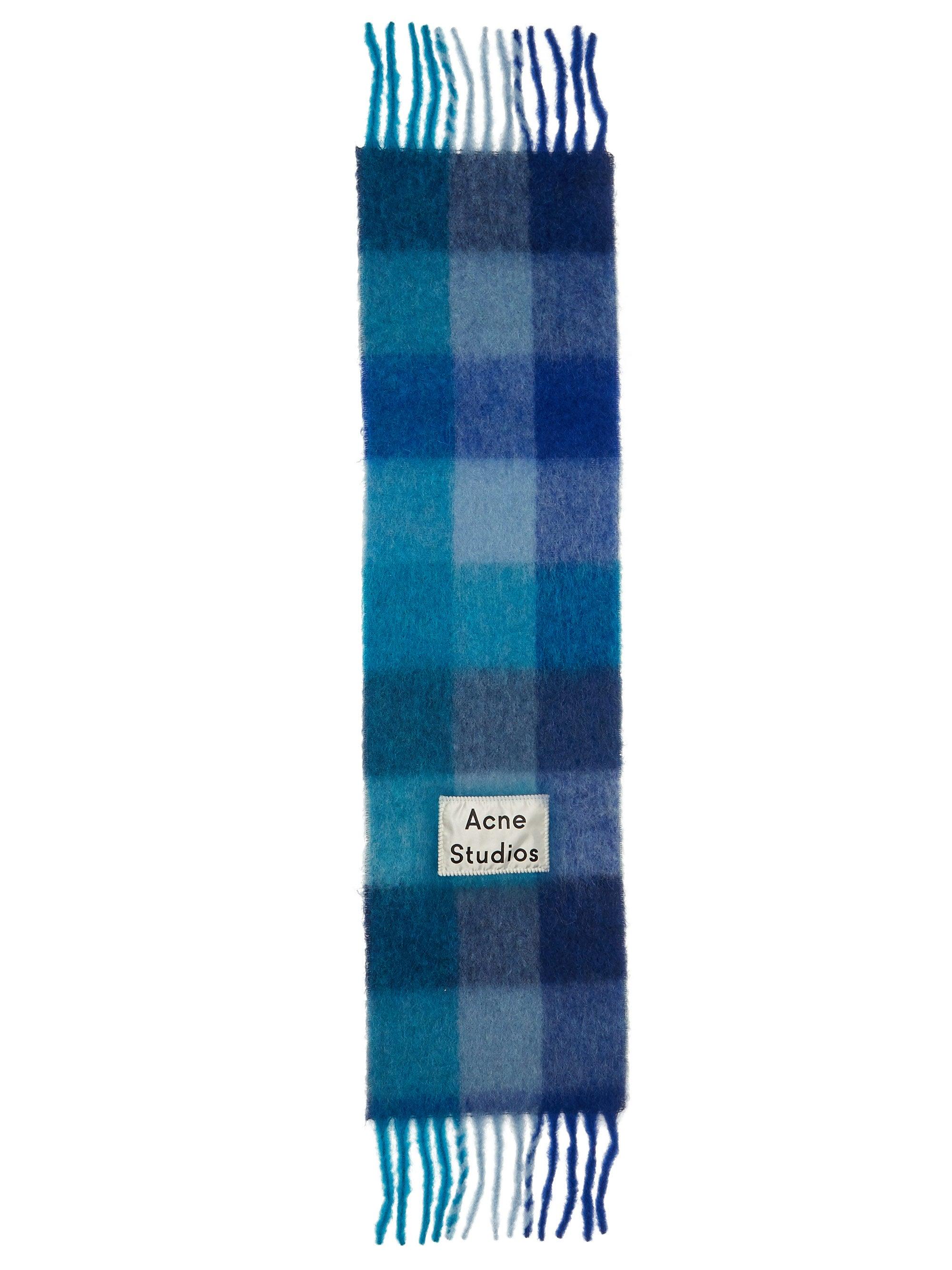 Acne Studios Multi Check Scarf turquoise/navy in Blue | Lyst