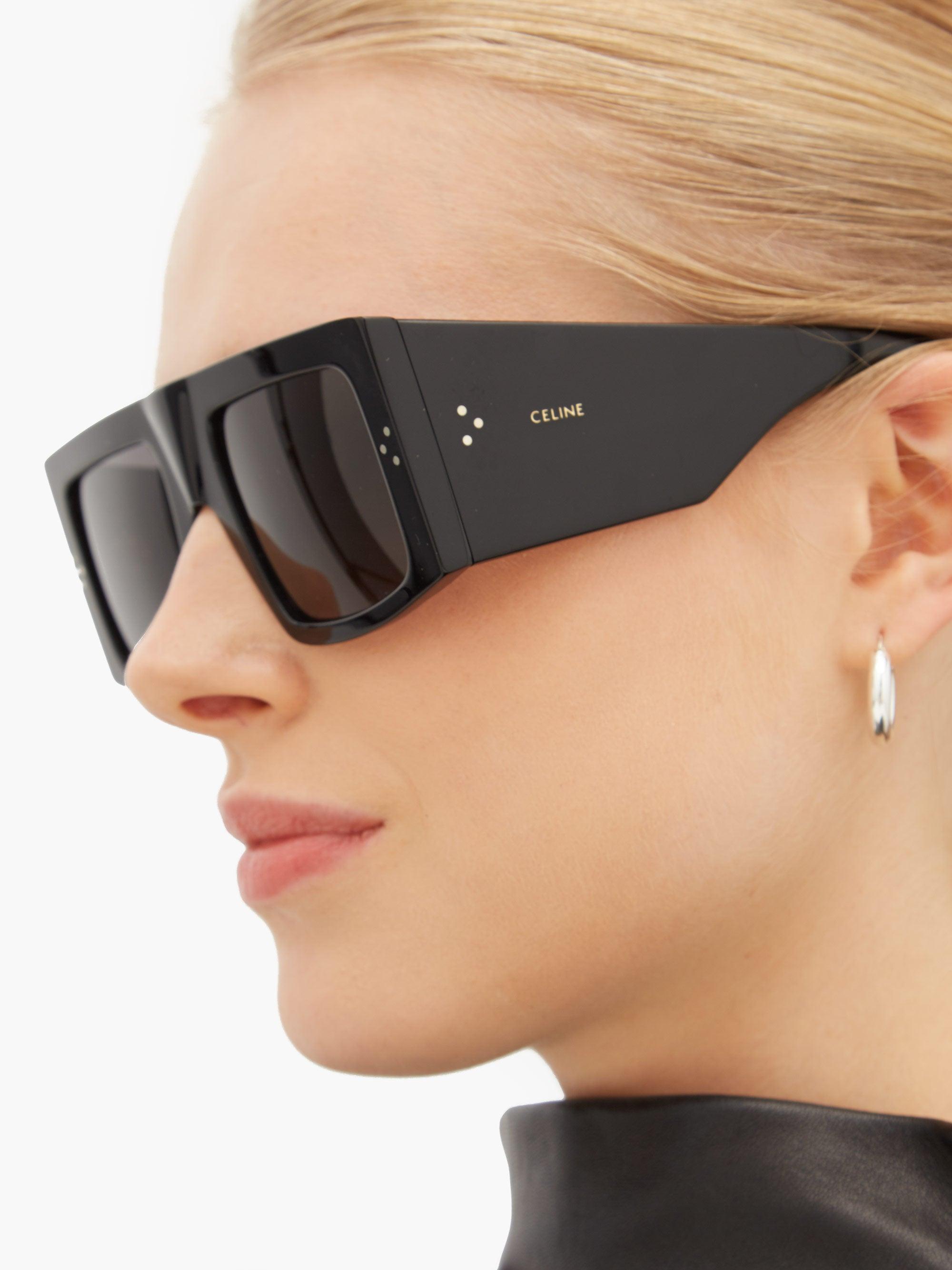 Celine Oversized Flat-top Acetate Sunglasses in Black | Lyst