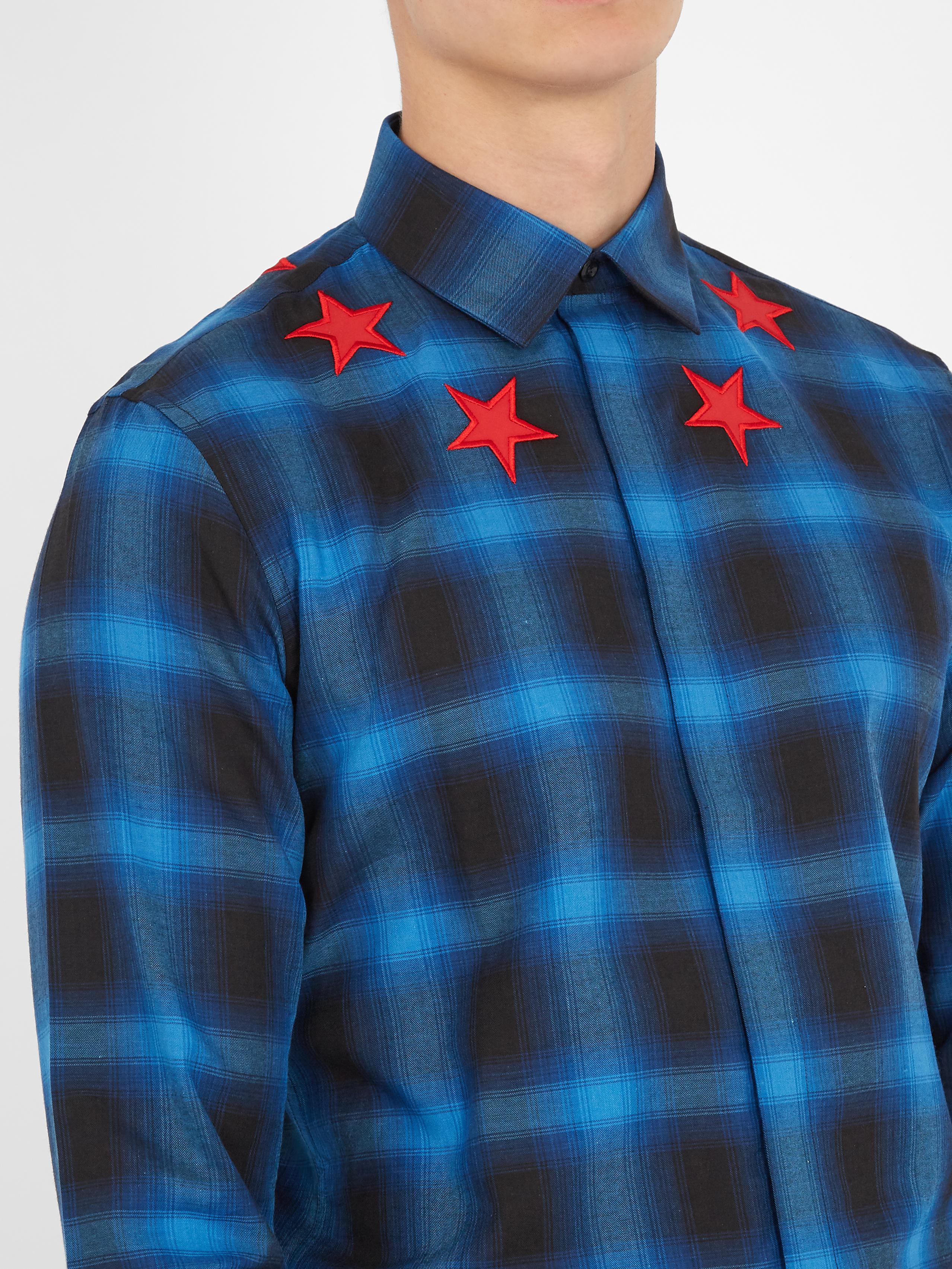 Star-appliqué Checked-flannel Shirt 