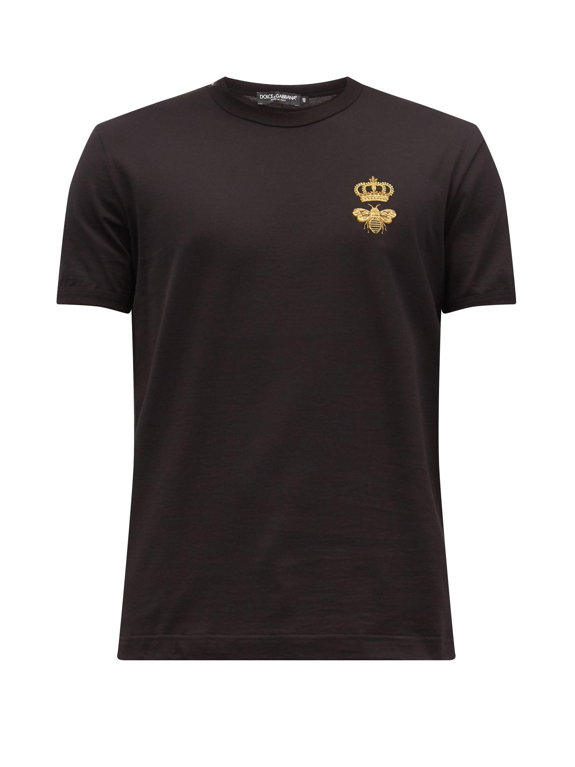 Dolce & Gabbana Crown-logo Cotton-jersey T-shirt in Black for Men - Lyst