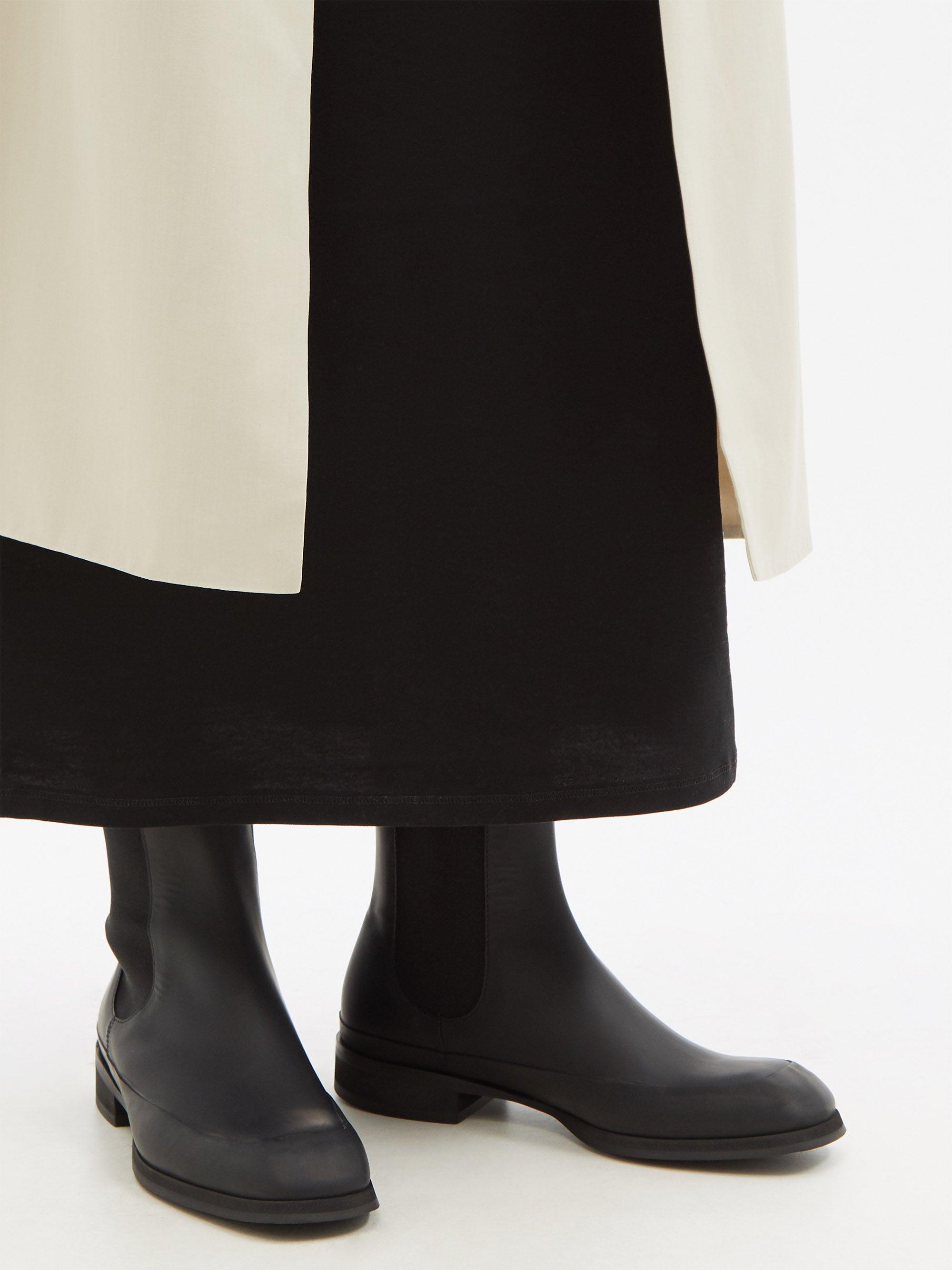 The Row Garden Rubber And Leather Chelsea Boots in Black | Lyst