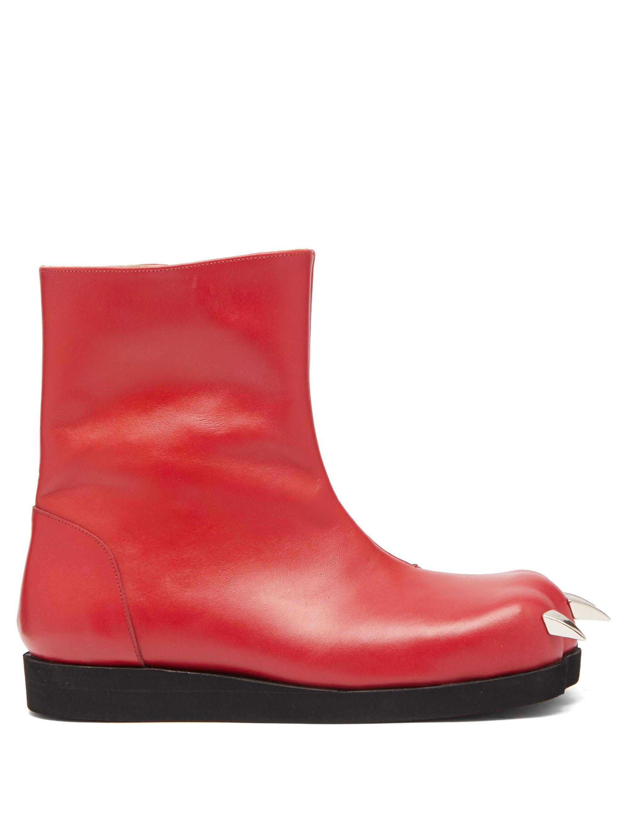 Charles Jeffrey X Roker Lion Claw Leather Boots in Red | Lyst