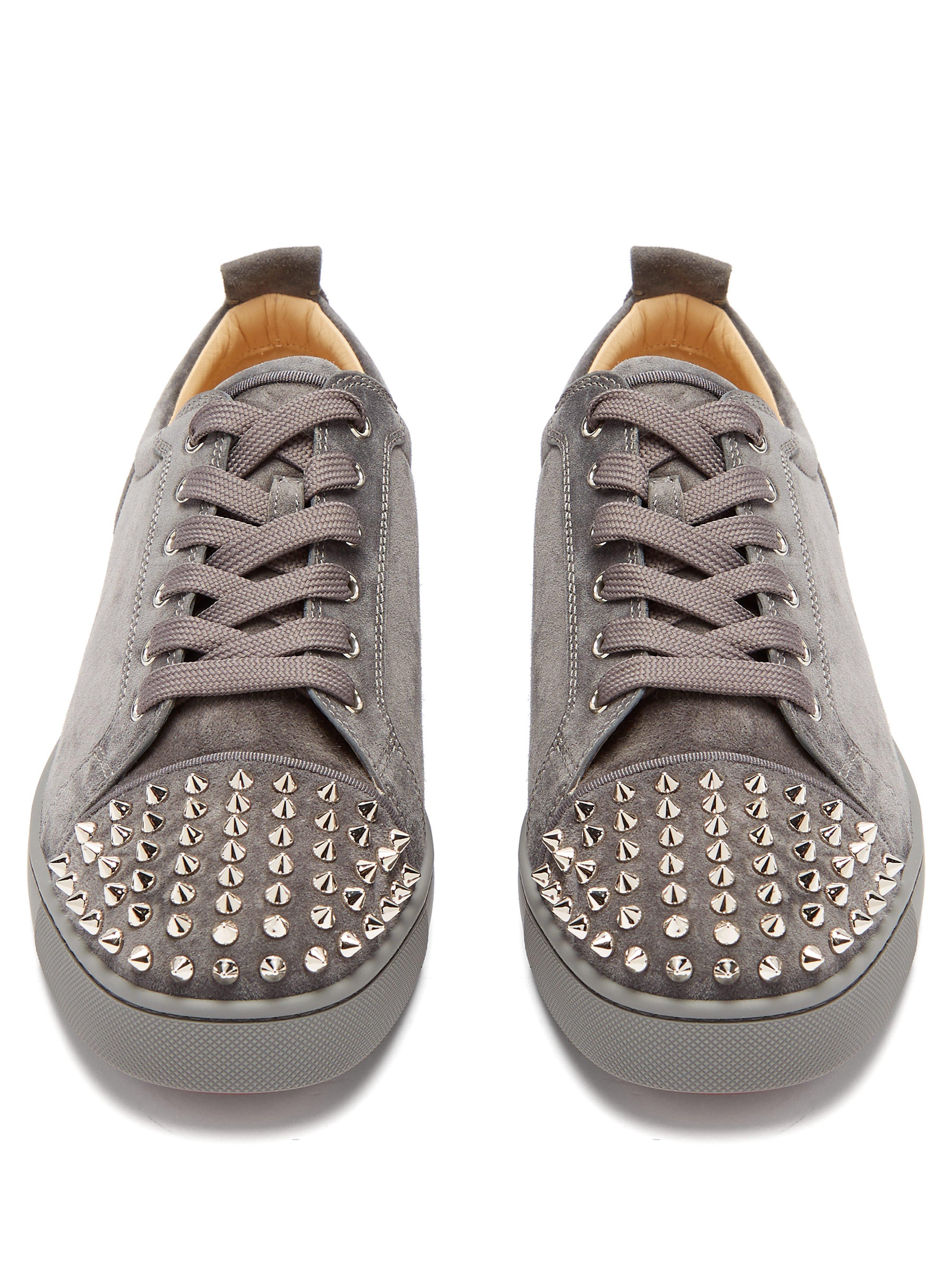 Christian Louboutin Louis Junior Spiked Suede Sneakers in Grey for Men |  Lyst Australia