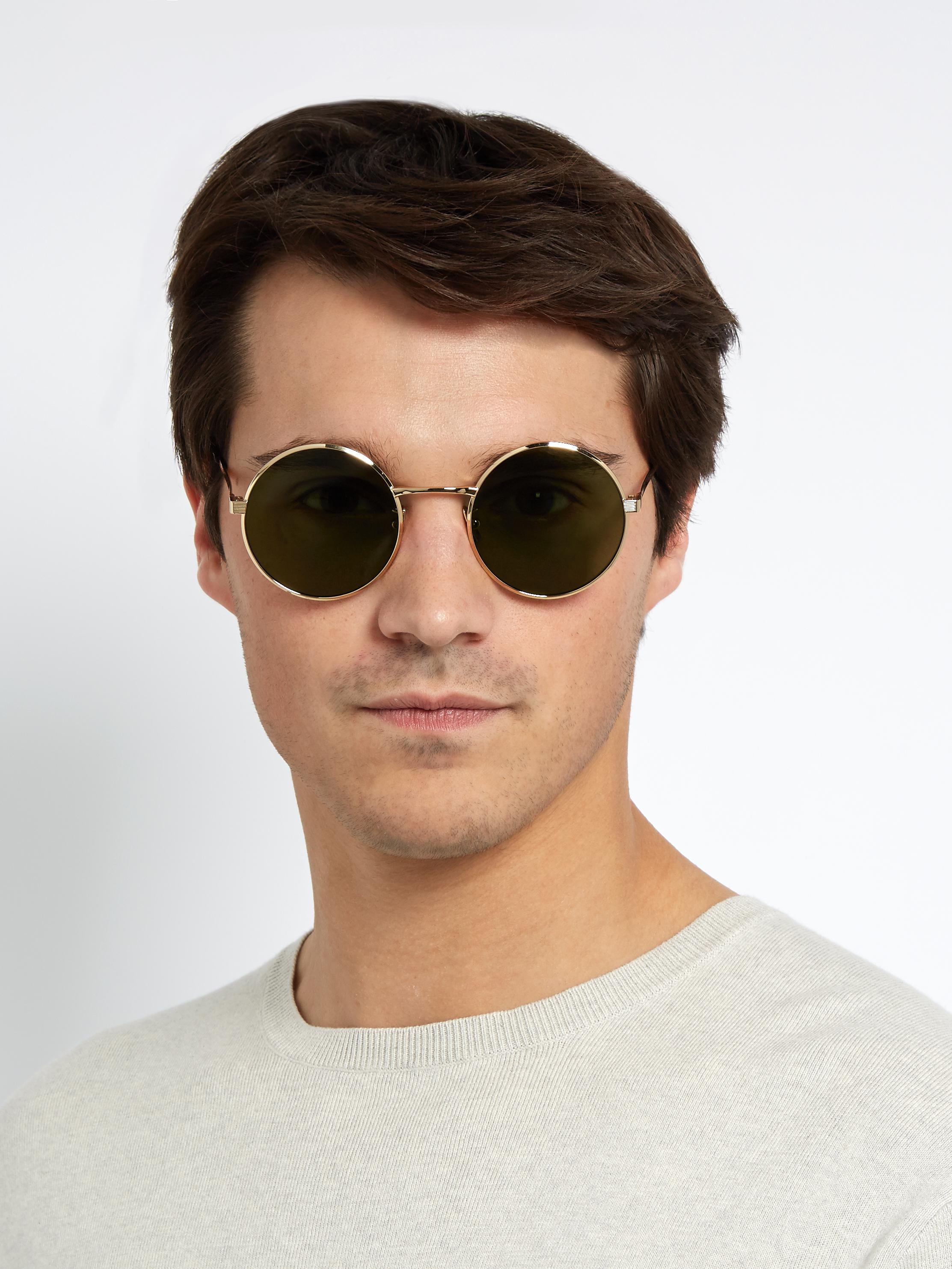 Gold MATCHESFASHION Men Accessories Sunglasses Round Sunglasses Mens Round Metal Sunglasses 