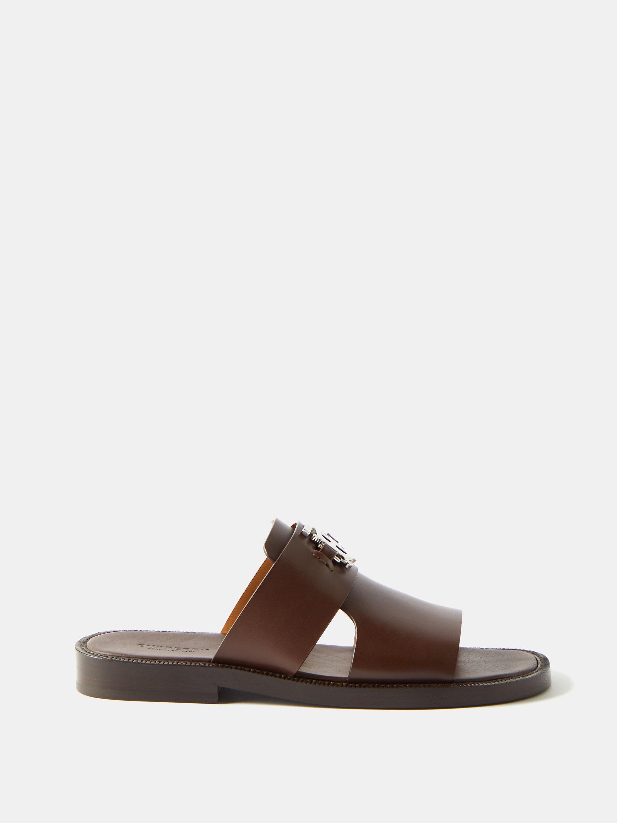 Burberry Kingsgate Tb-monogram Leather Sandals in Brown for Men | Lyst