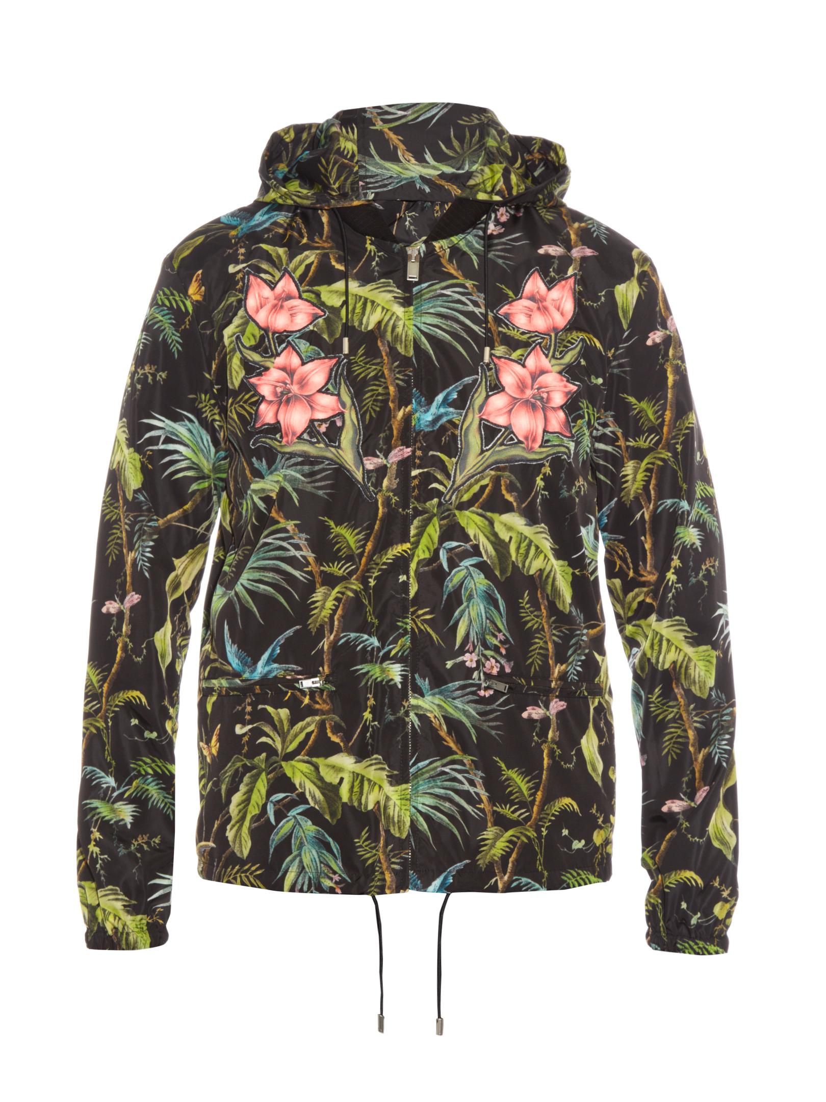 Gucci Detachable-hood Jungle-print Nylon Bomber Jacket in Green for Men |  Lyst