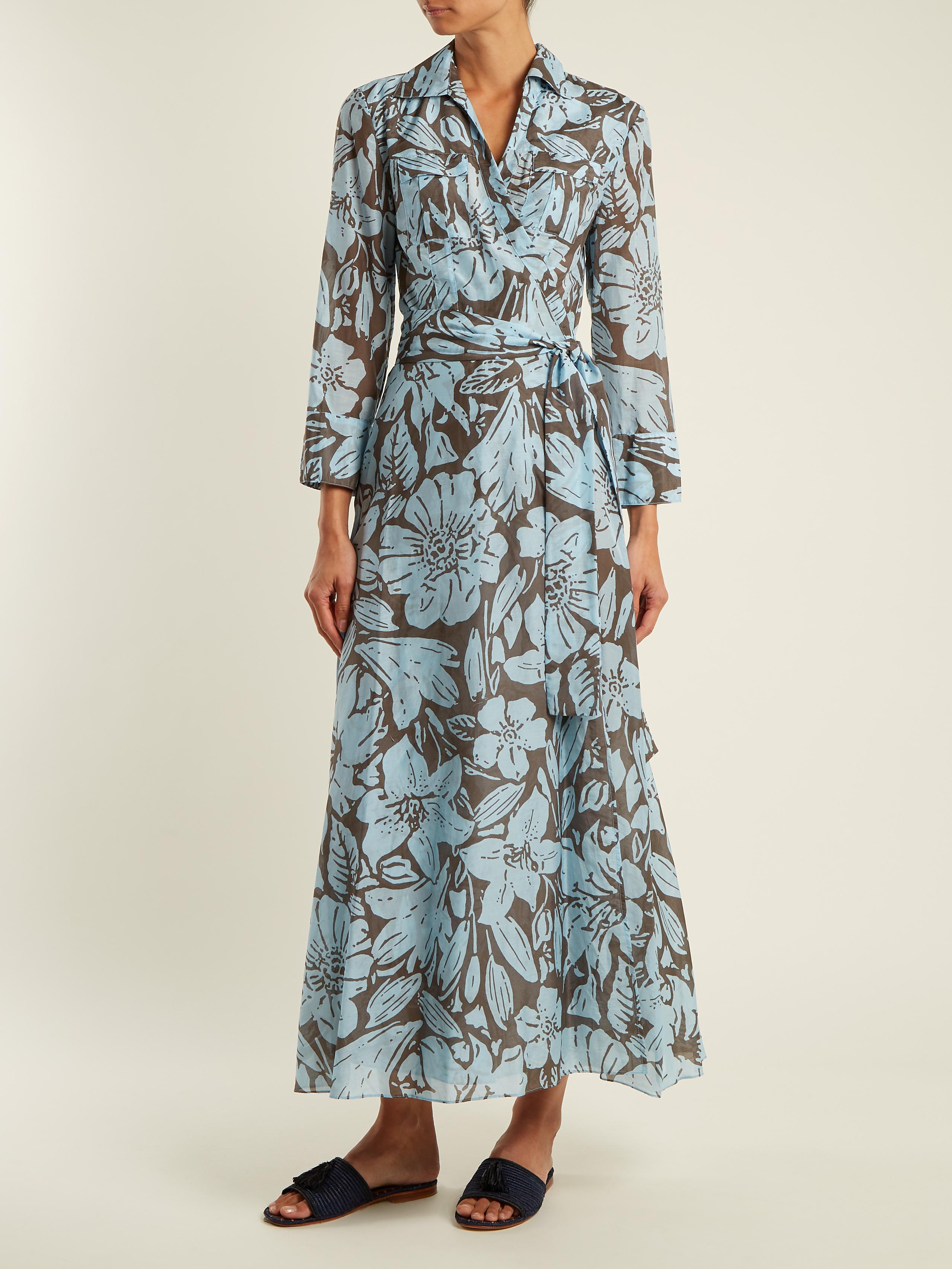 Diane von Furstenberg Leclaire-print Cotton-blend Wrap Dress in Blue - Lyst