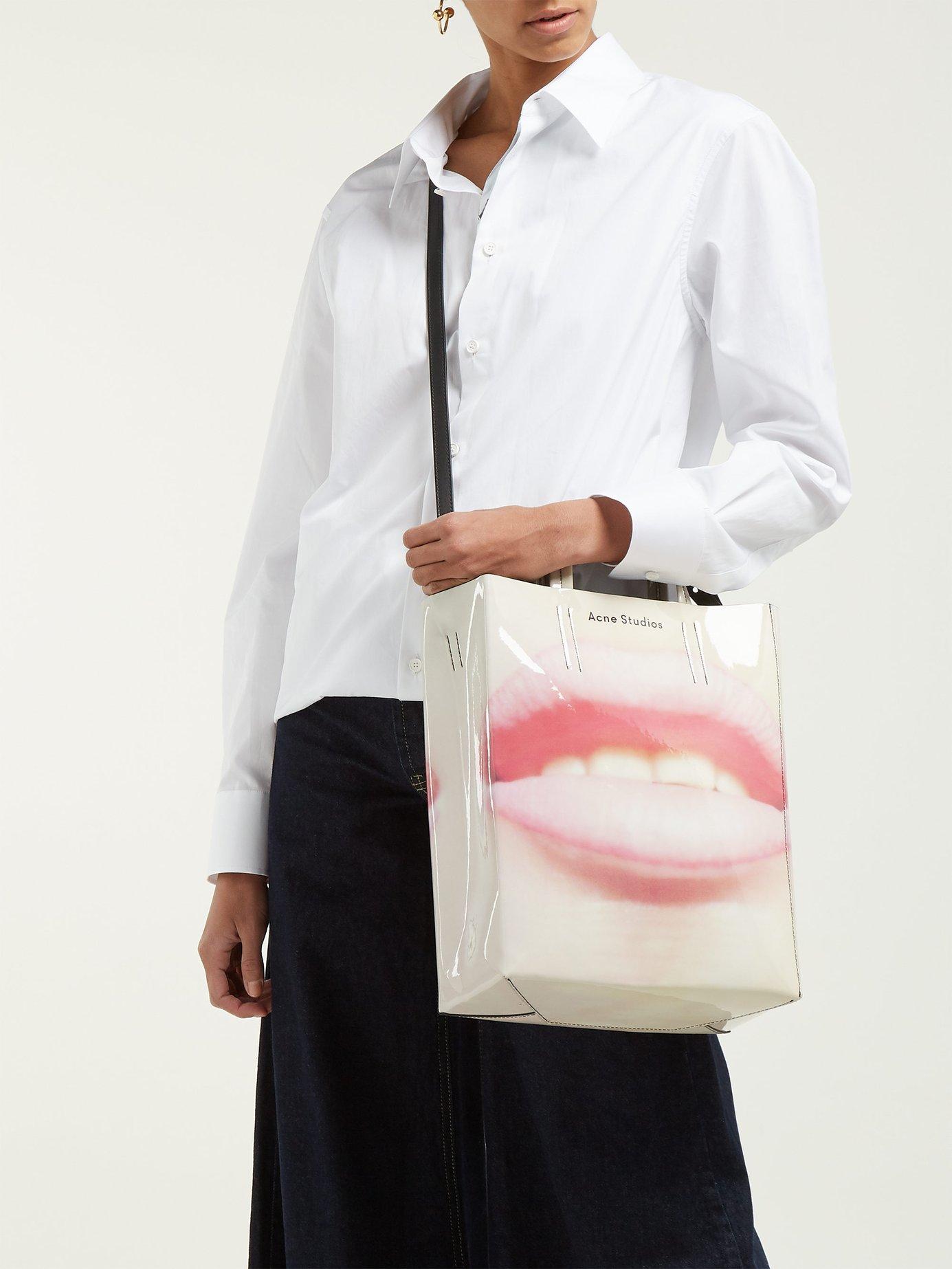 Acne Studios Baker Medium Lip Print Tote Bag in Pink - Lyst
