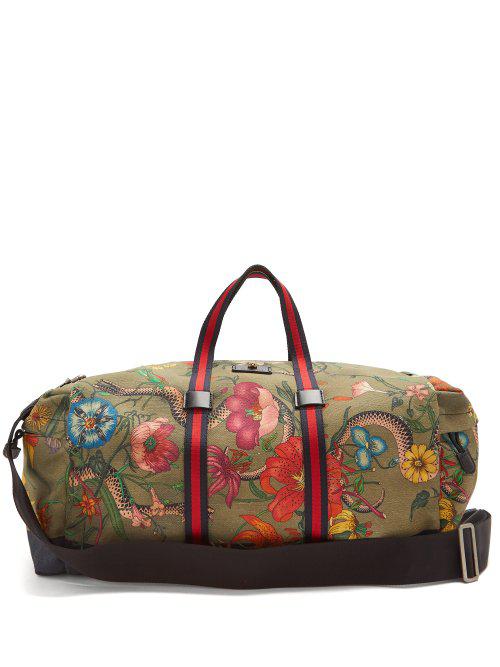 Gucci Canvas Floral-print Web-striped 