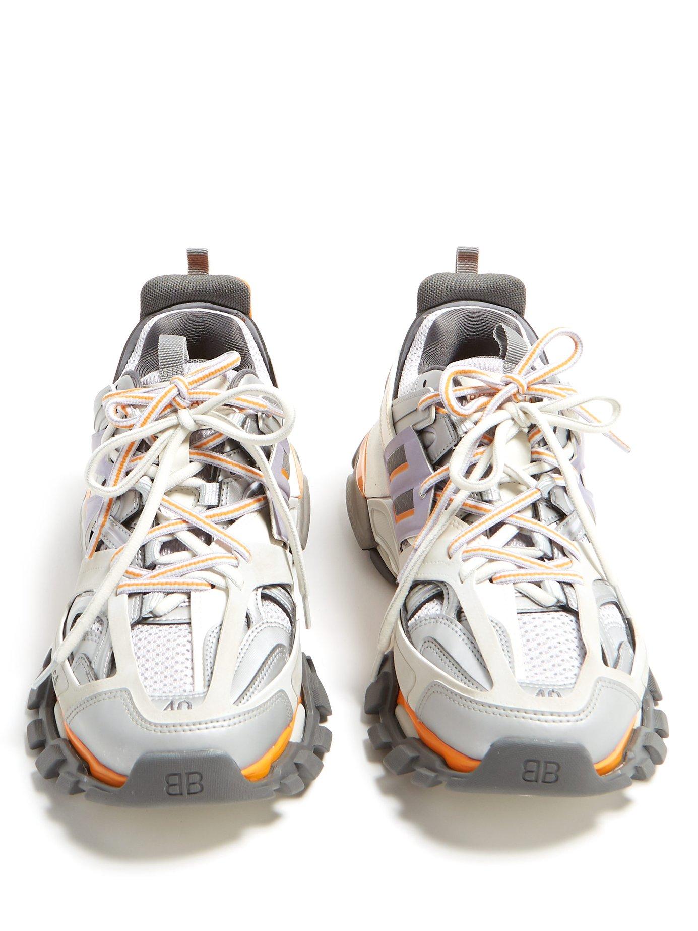 Balenciaga Grey And Purple Track Sneakers in Gray | Lyst