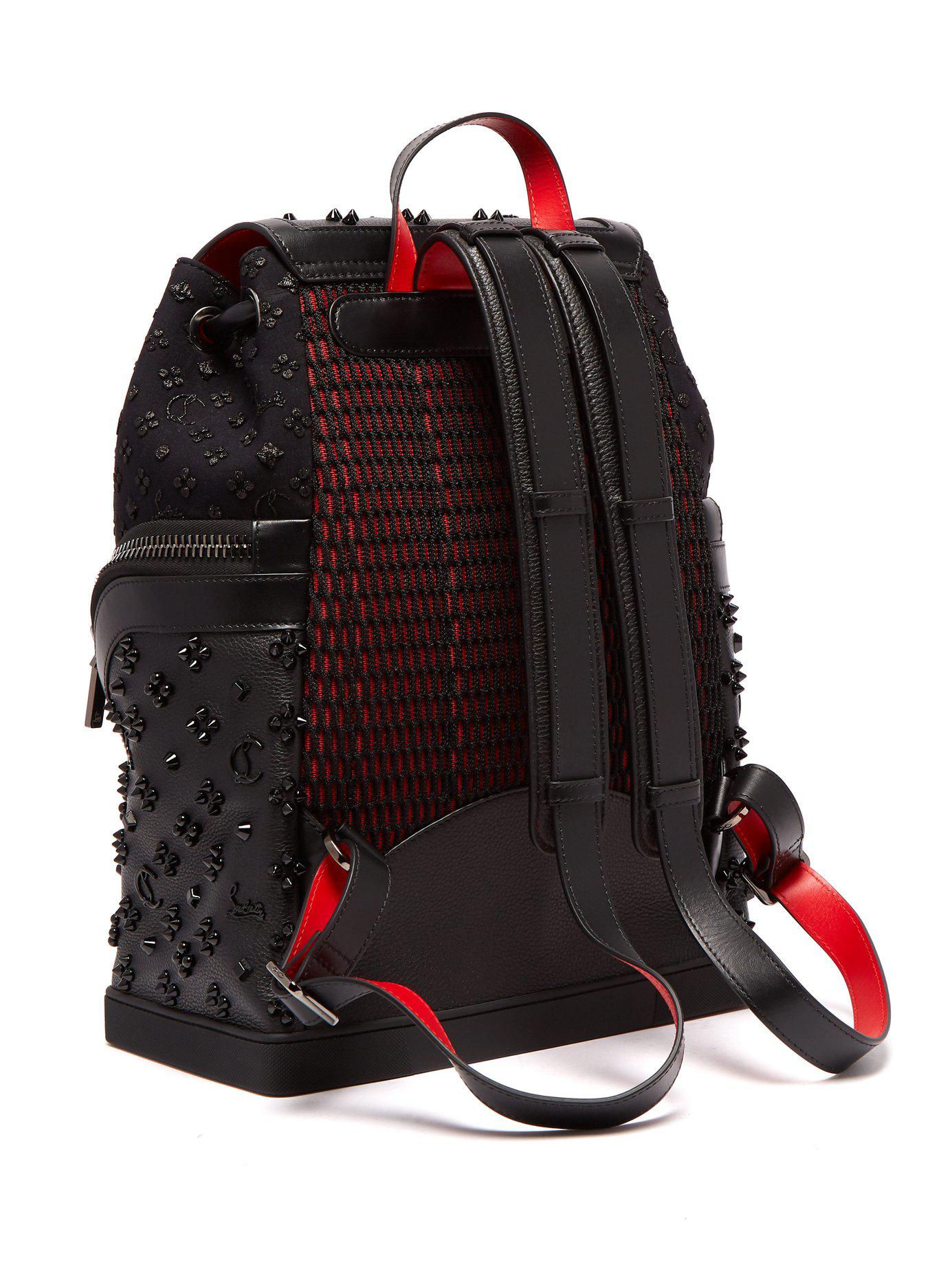 CHRISTIAN LOUBOUTIN Black Pebbled Leather Fringe Lucky L Backpack - Fi