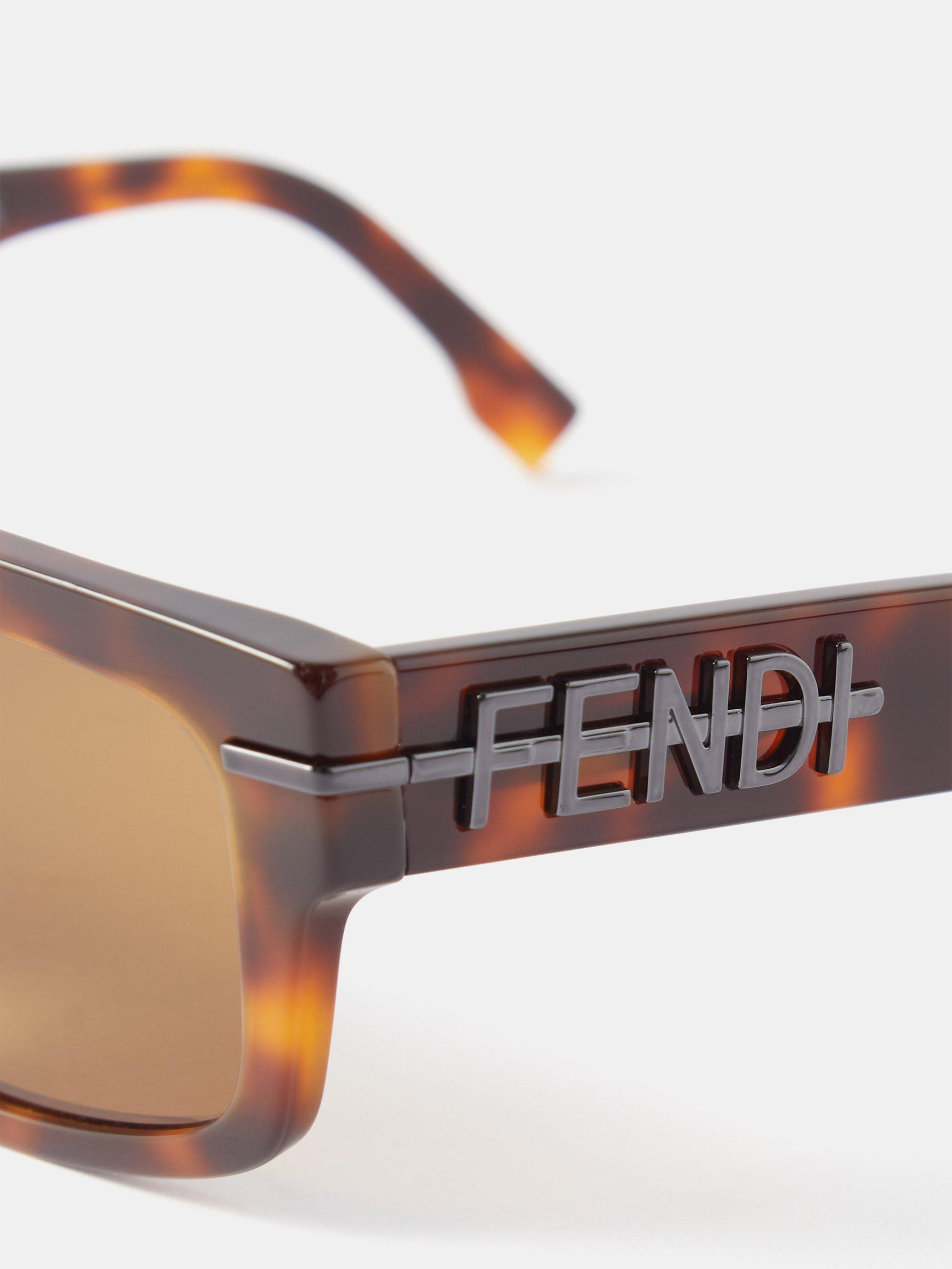 Black FF-print D-frame acetate sunglases, Fendi