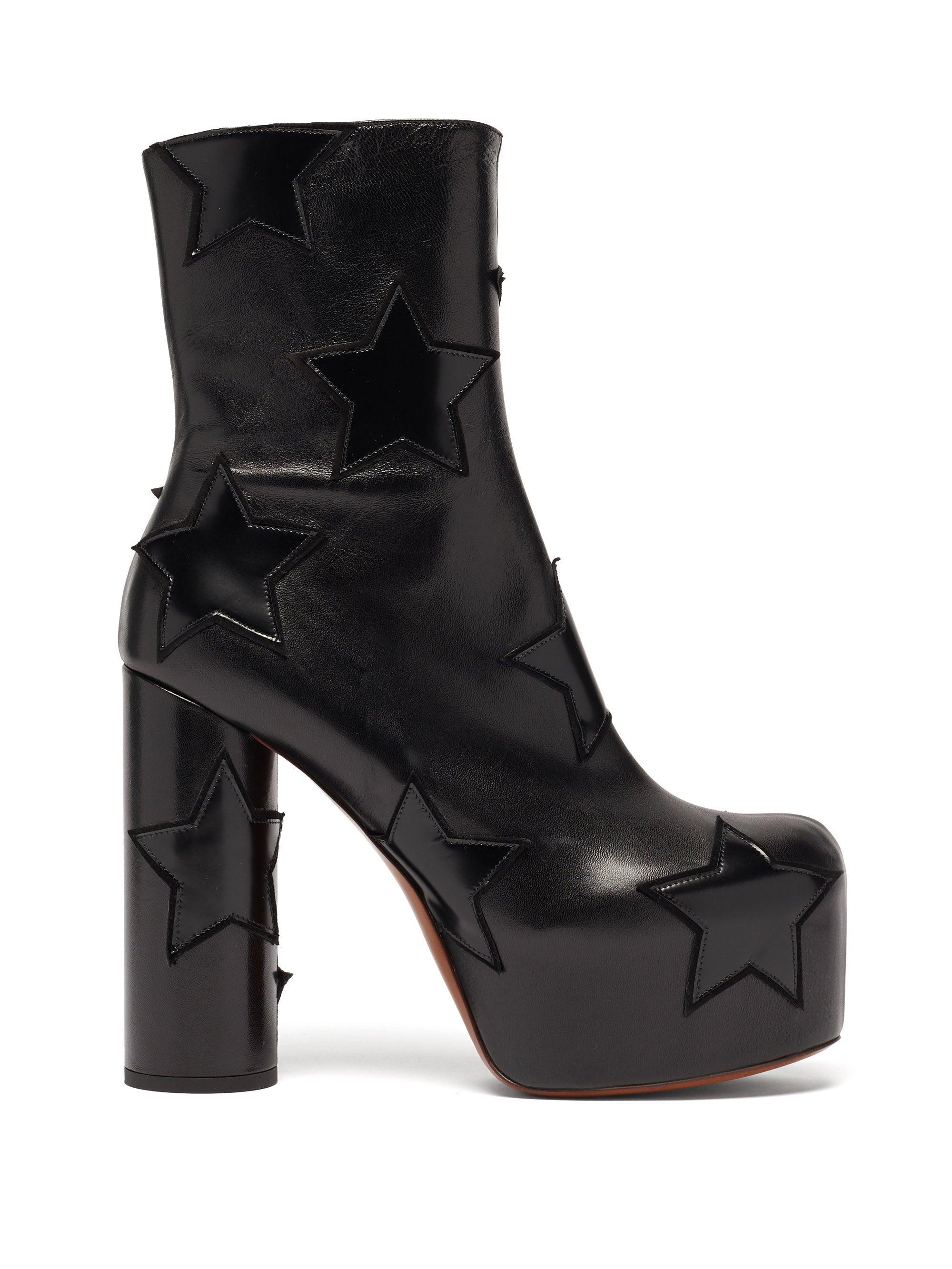 Vetements Star-appliqué Leather Platform Boots in Black | Lyst