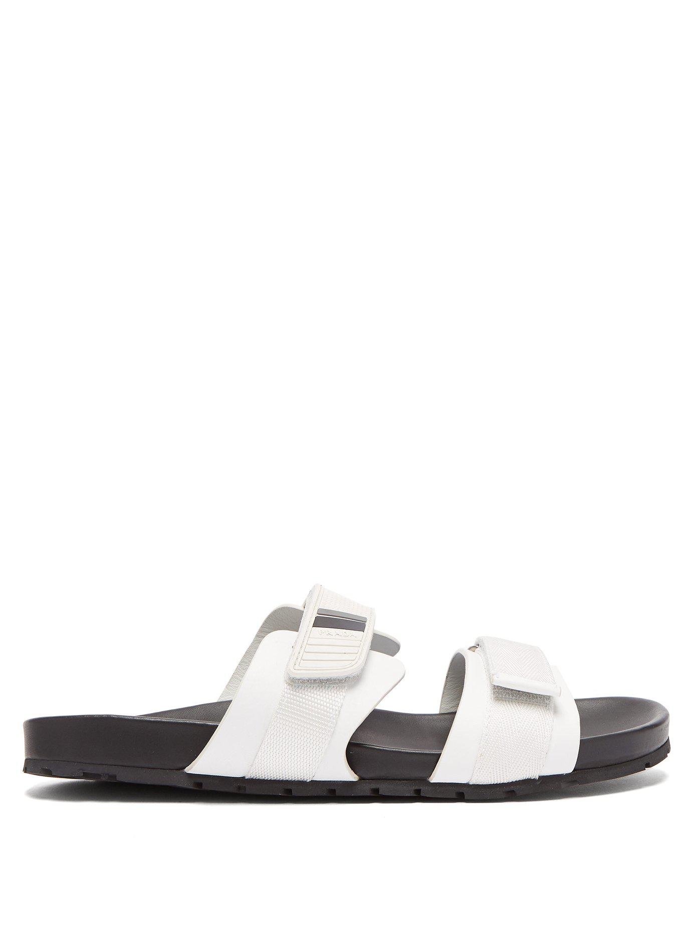 Prada Leather Double-strap Sandals in White for Men - Lyst