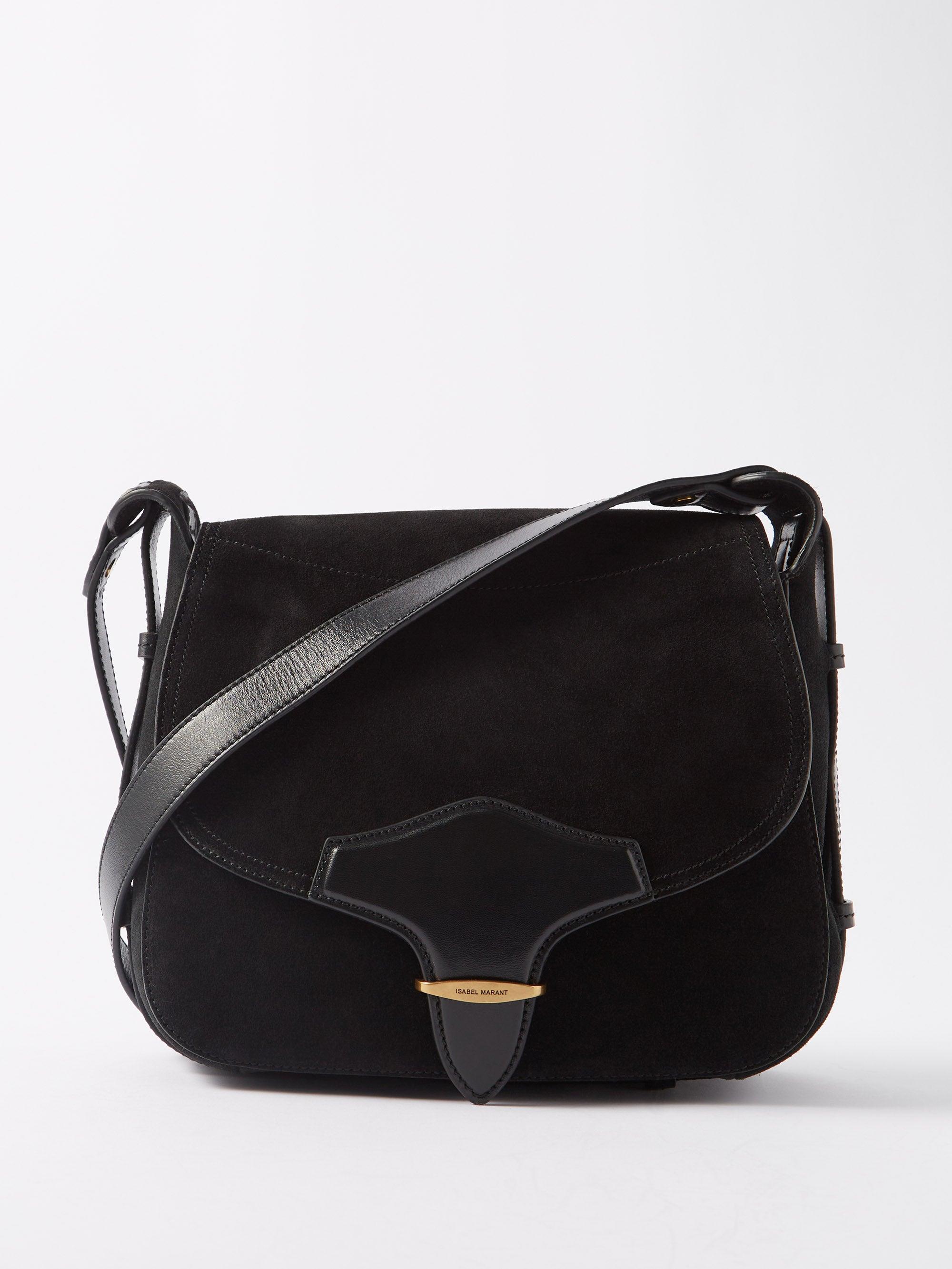 Isabel Marant Botsy Suede And Leather Cross-body Bag in Black | Lyst