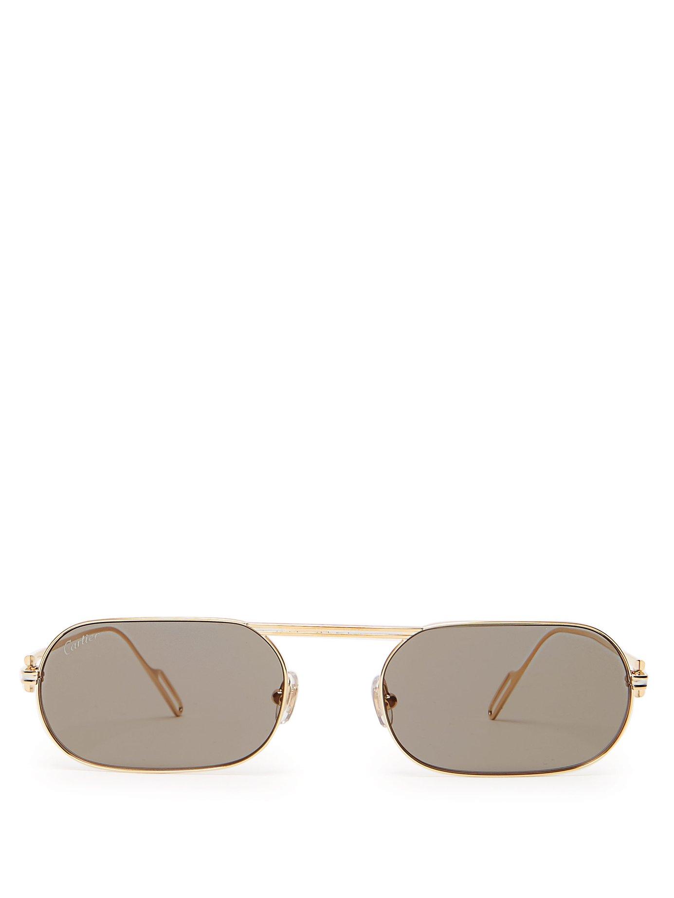 De Cartier Oval Metal Sunglasses 
