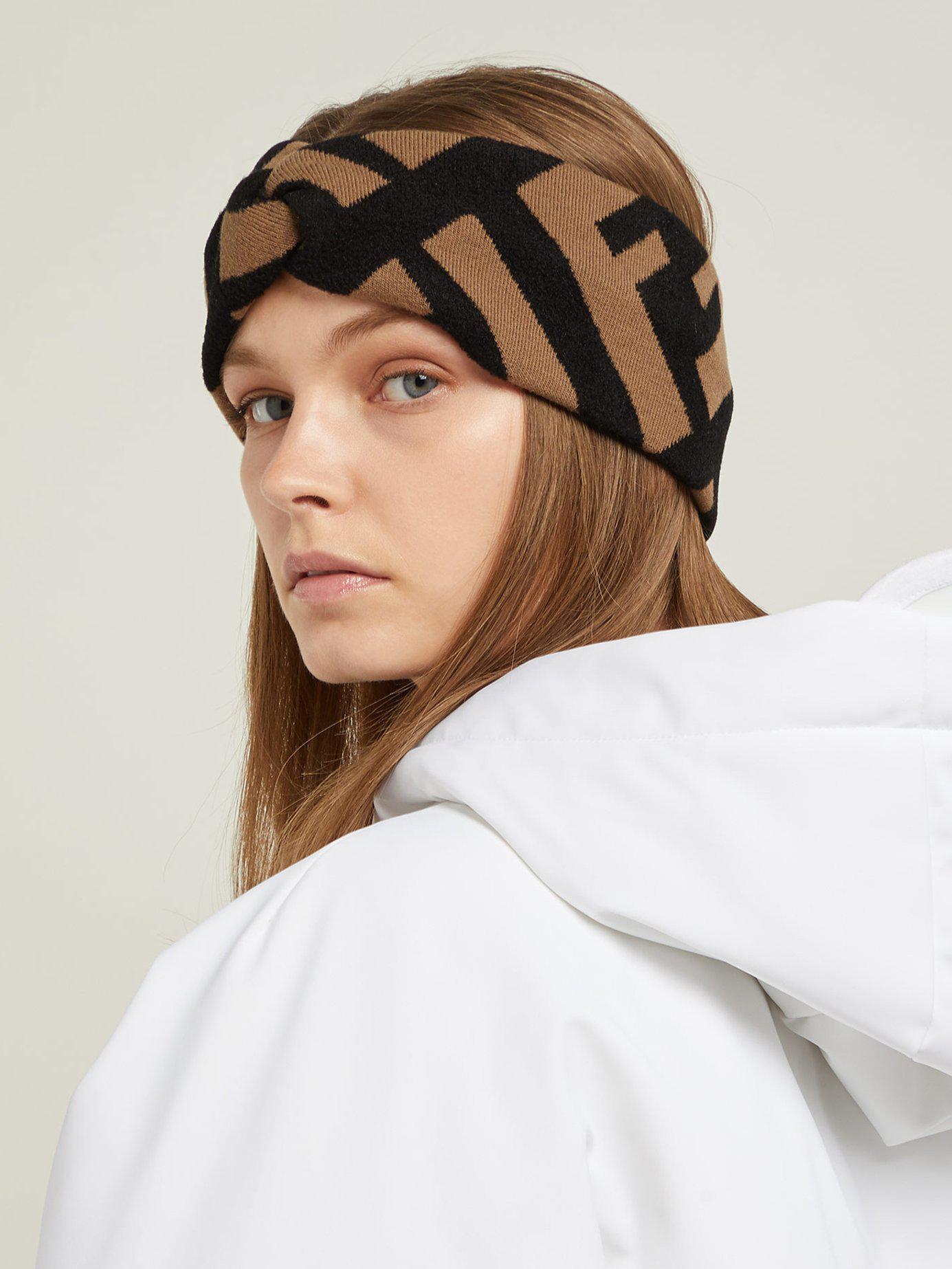Fendi Wool Logo Intarsia Knit Headband - Lyst
