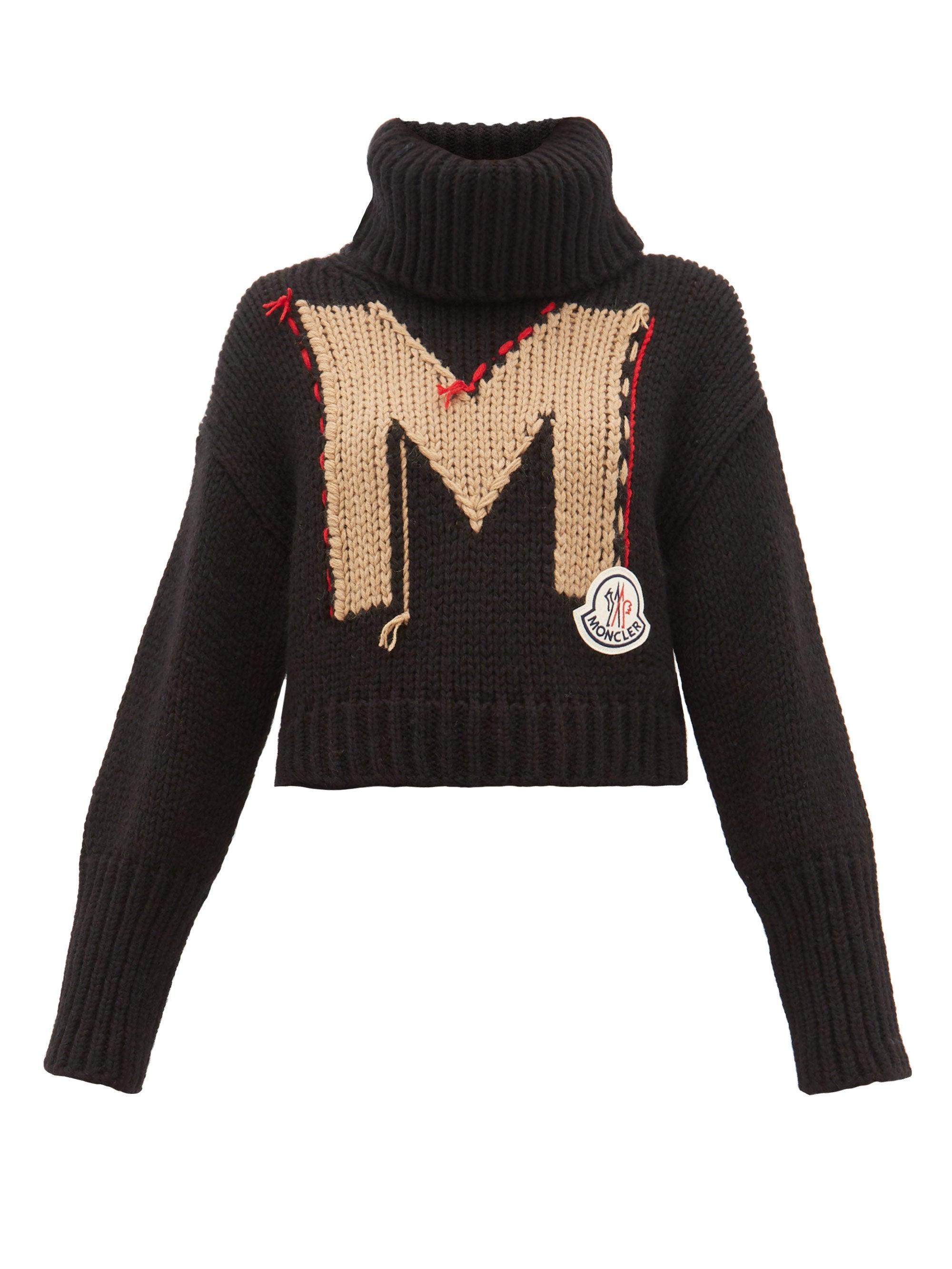 Moncler Logo-jacquard Roll-neck Chunky-knit Sweater in Black - Save 30% ...