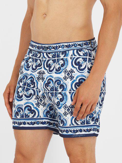 Necklet Erobring Hyret Dolce & Gabbana Majolica-print Swim Shorts in Blue for Men | Lyst