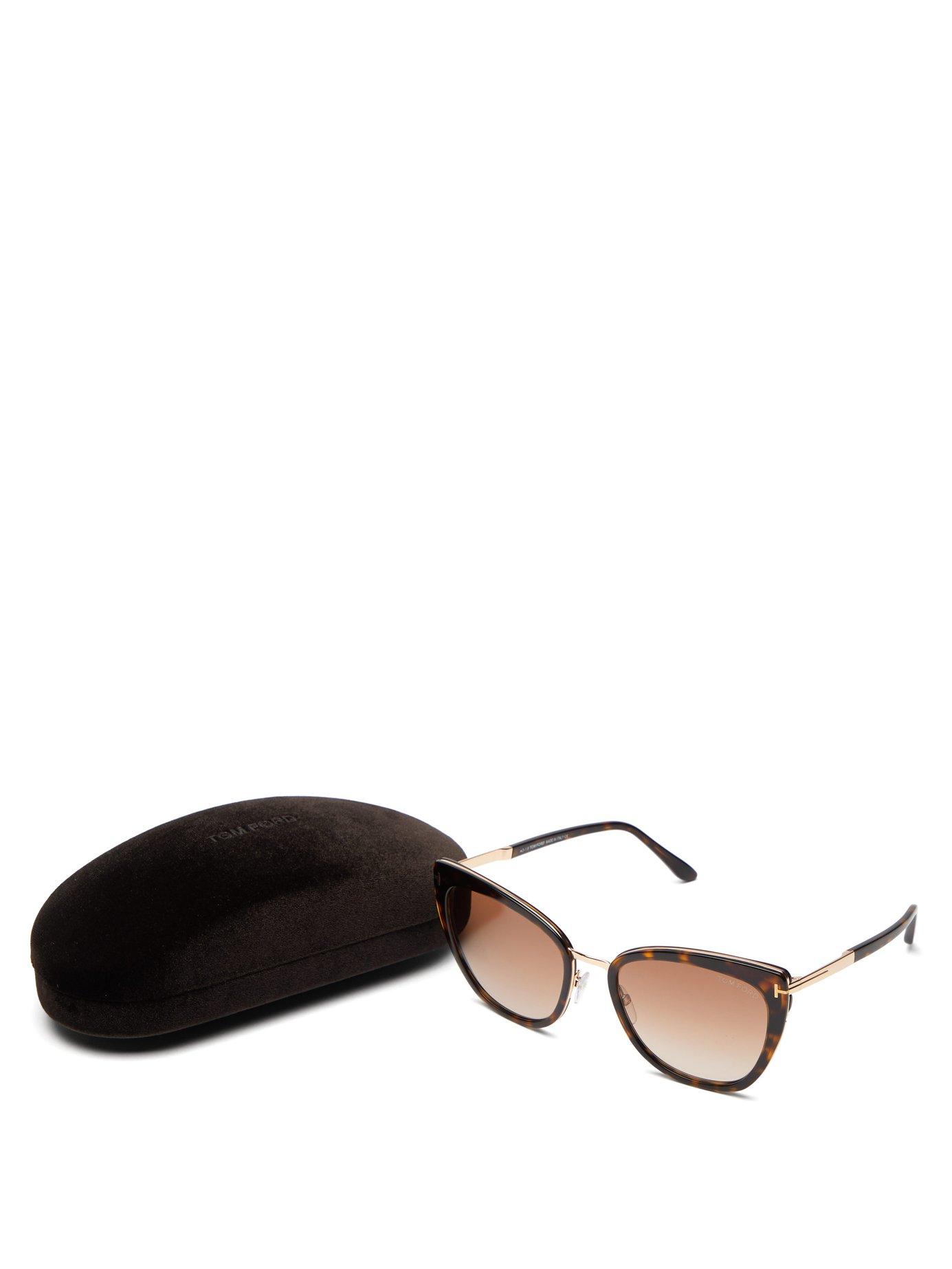 Tom Ford Simona Cat Eye Acetate Sunglasses in Brown | Lyst