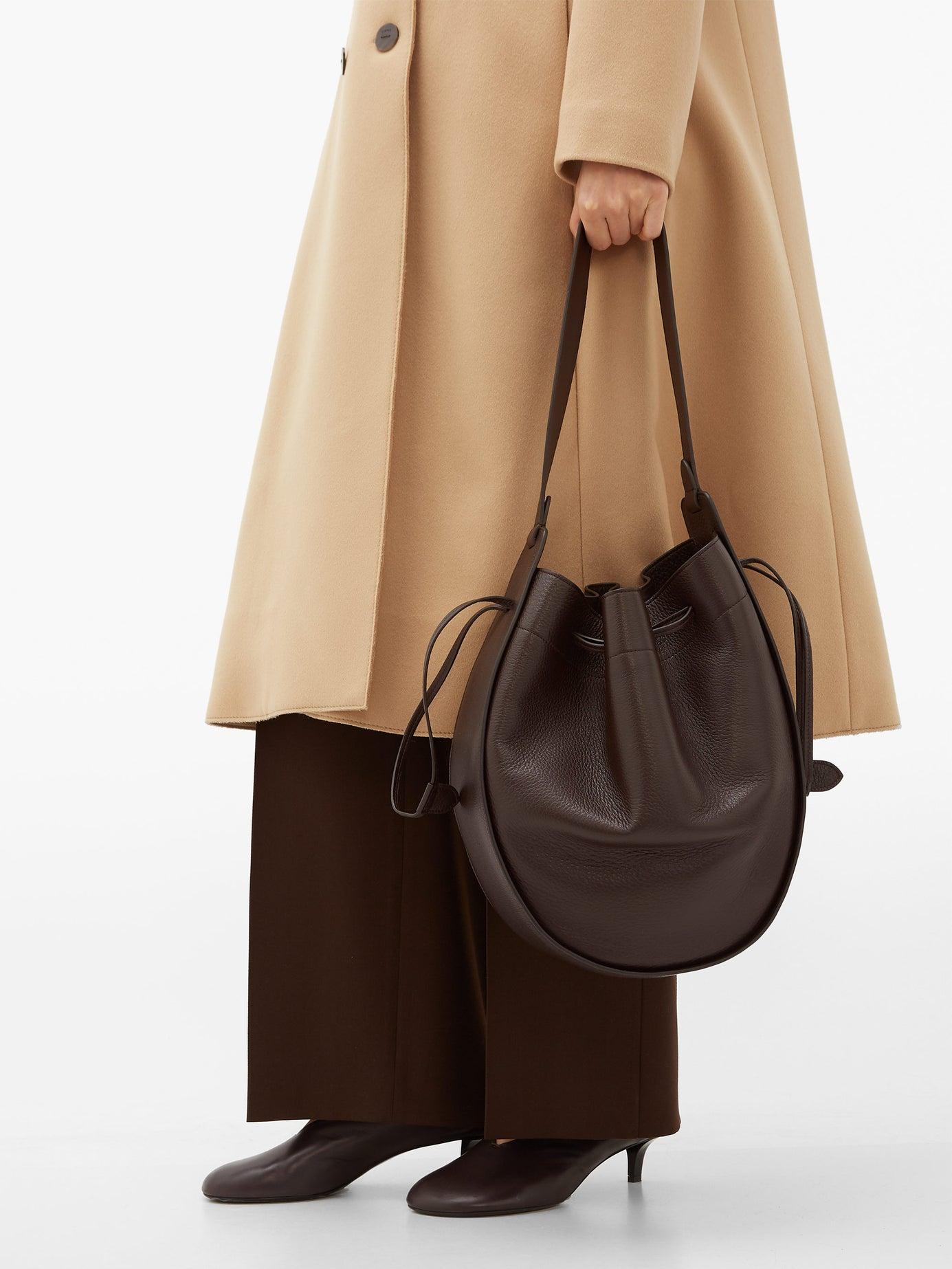 The Row Xl Drawstring Grained-leather Bag in Brown | Lyst