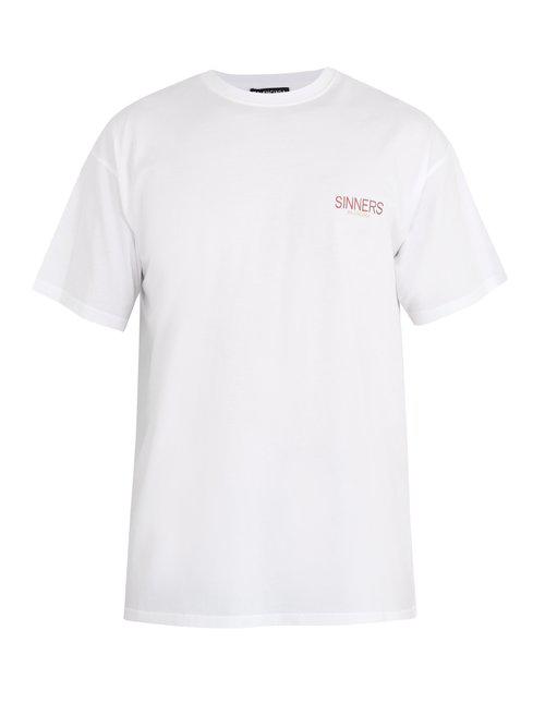 Balenciaga Oversized Sinners-print Cotton T-shirt in White for Men - Lyst