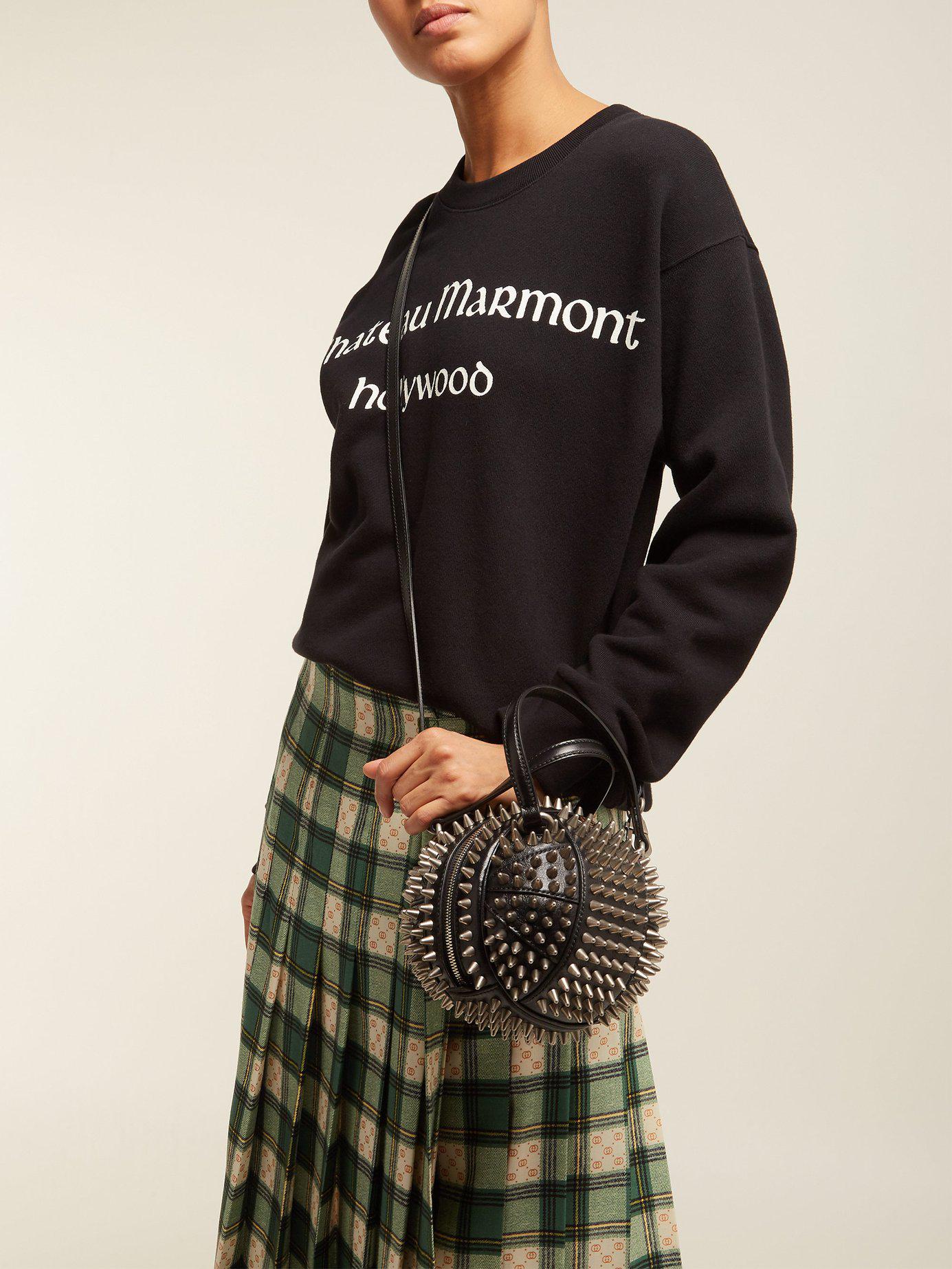 Gucci Black Leather Mini 'Tifosa' Convertible Strap Ball Shoulder Bag