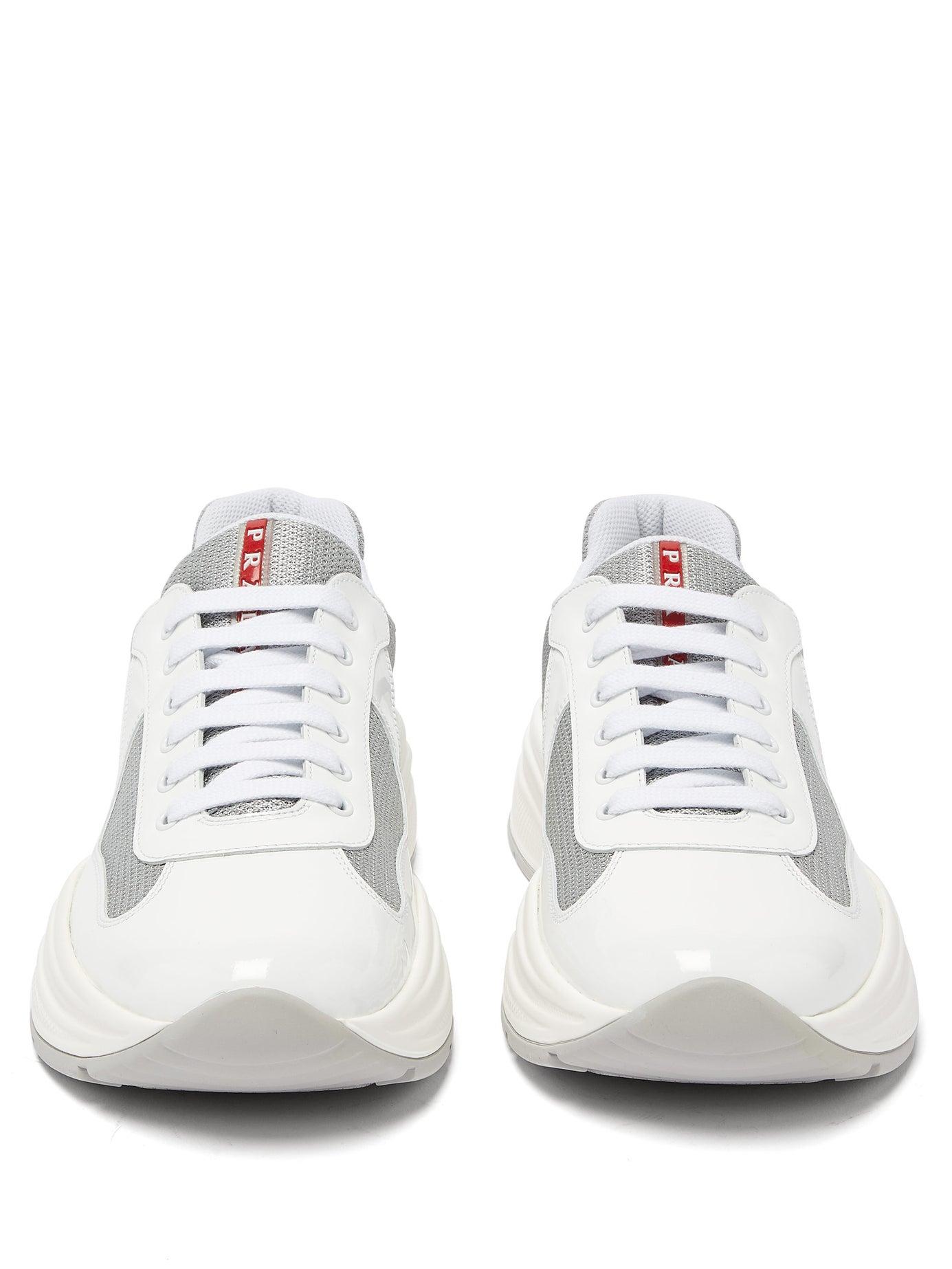 white patent prada trainers