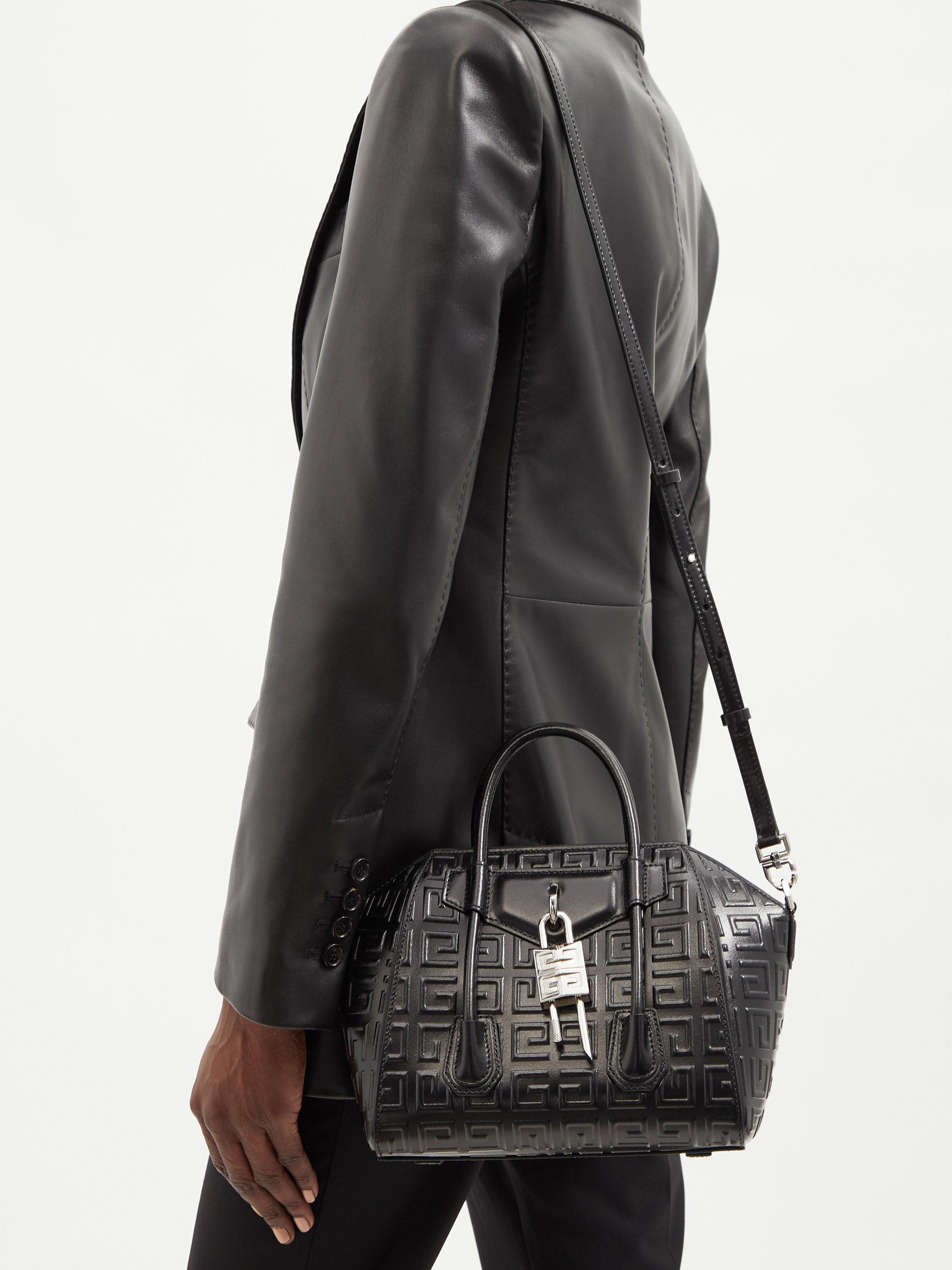 Givenchy Antigona Lock Mini 4g Leather Shoulder Bag in Black | Lyst