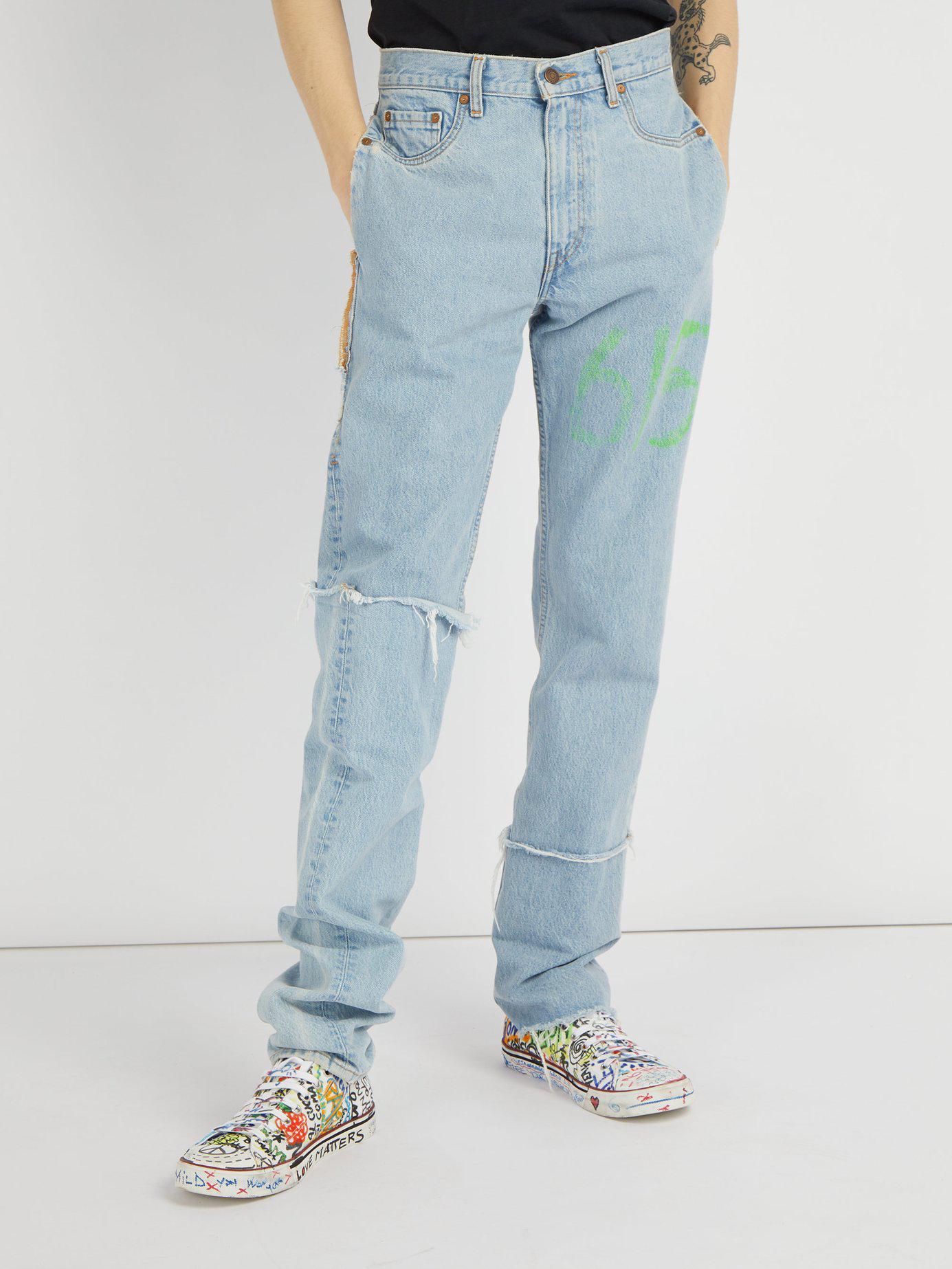 men's levi's distressed jeans