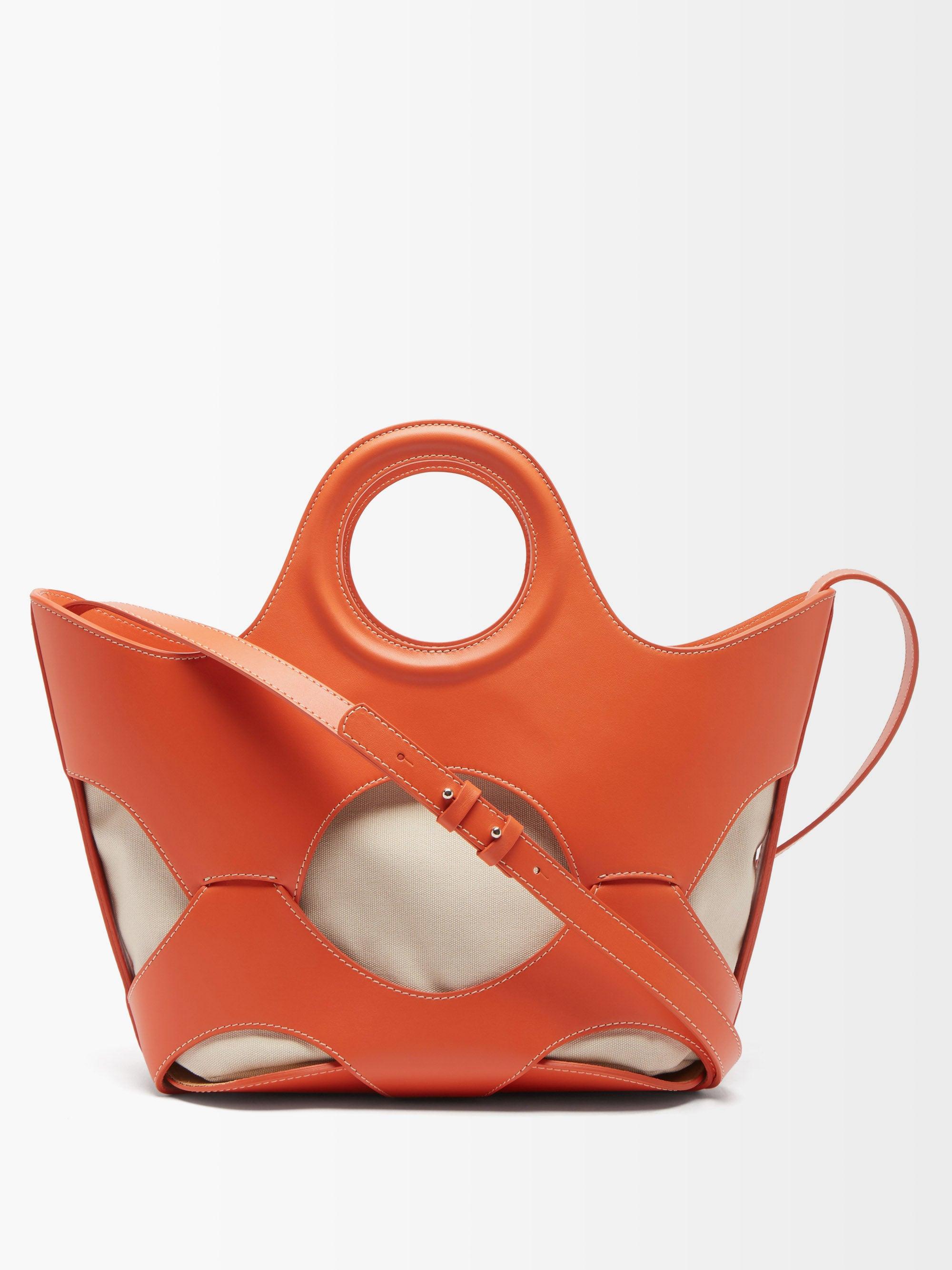 Hereu Onada Cutout Leather And Canvas Tote Bag in Orange Lyst