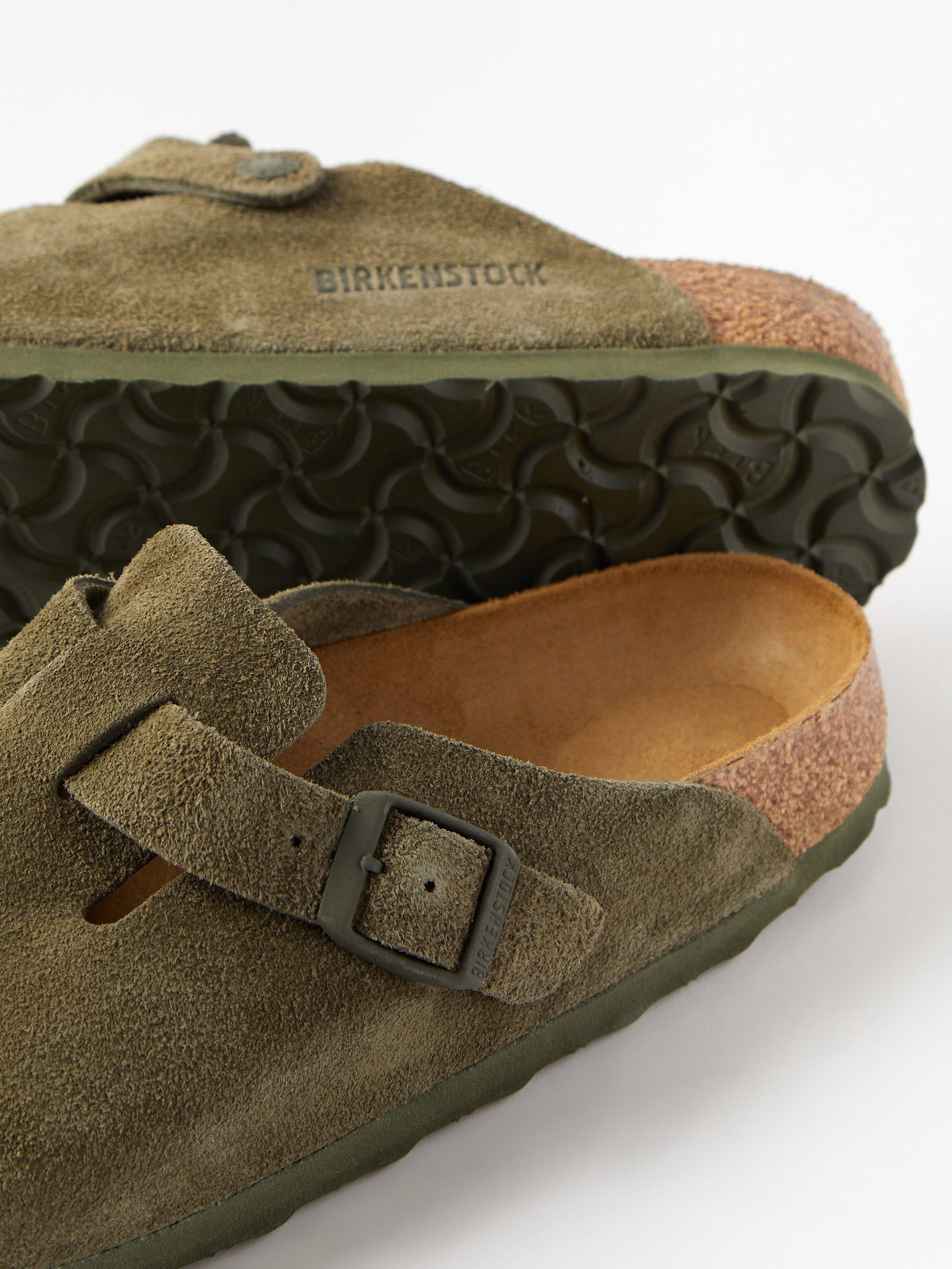 Green suede clogs shop