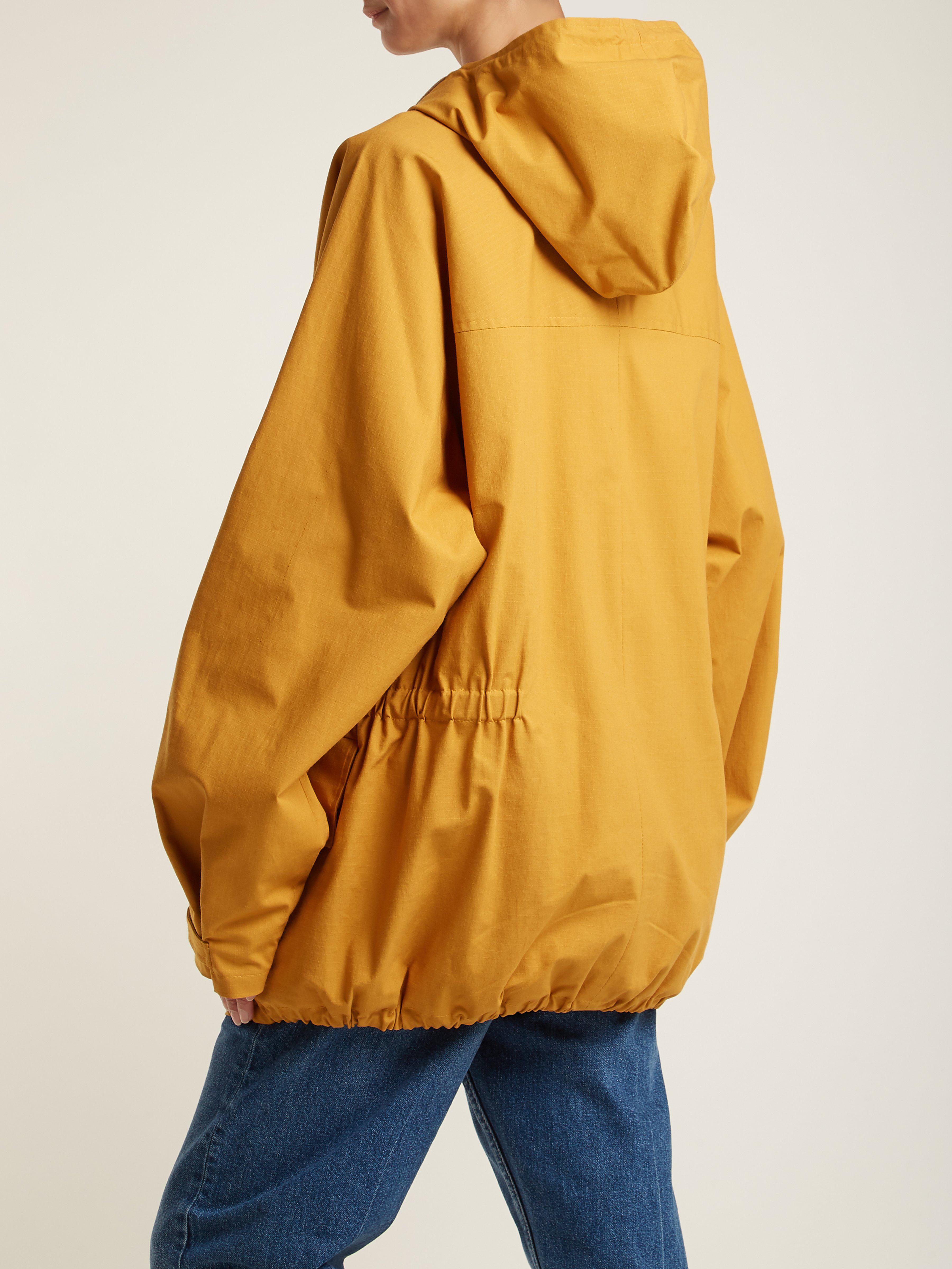 yellow hiking jacket