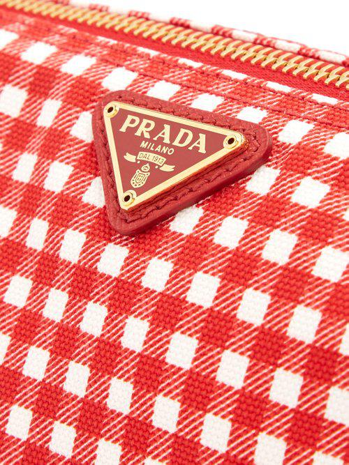 prada gingham makeup bag