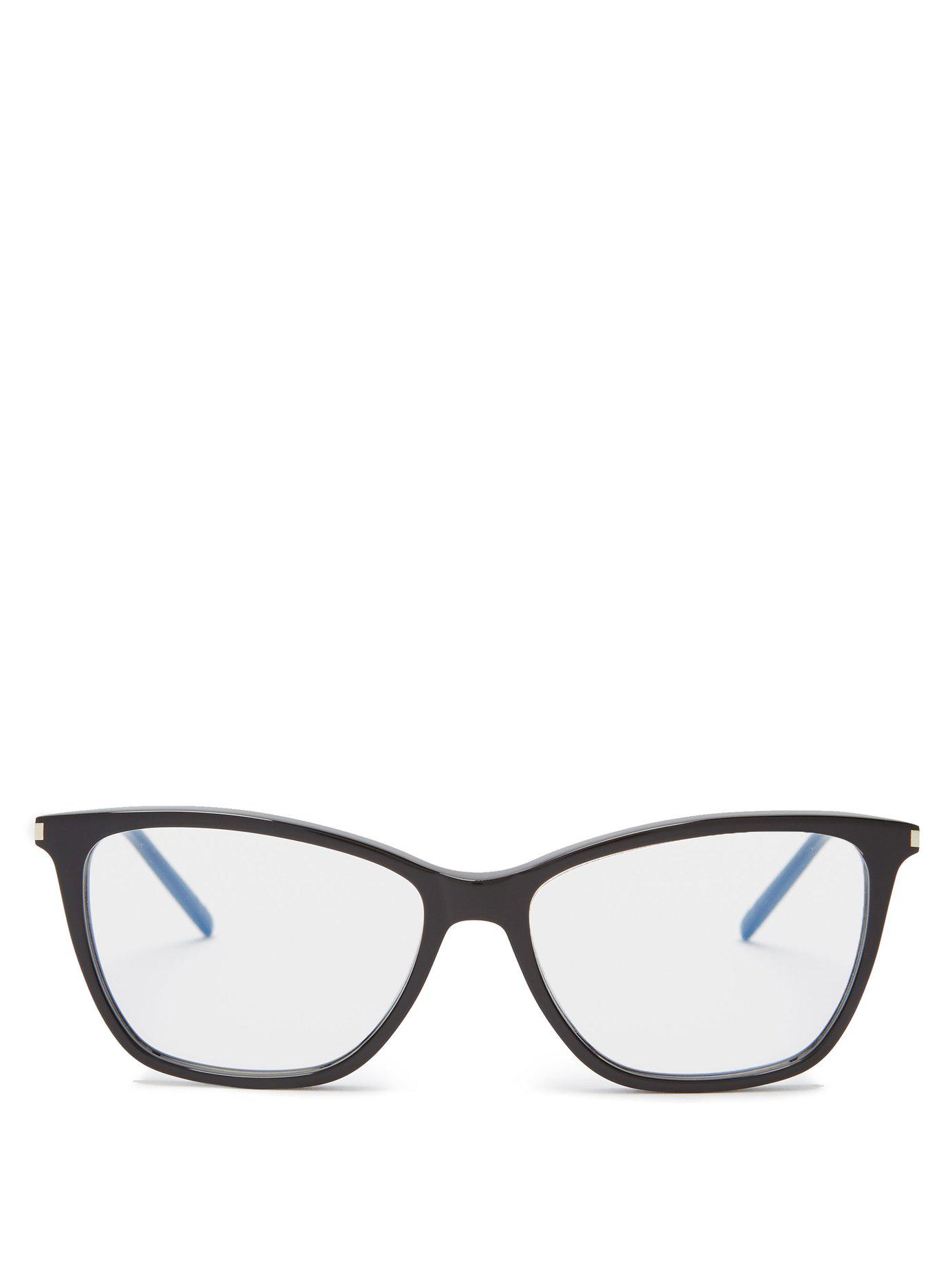 Saint Laurent Denim Cat Eye Squared Frame Acetate Glasses ...