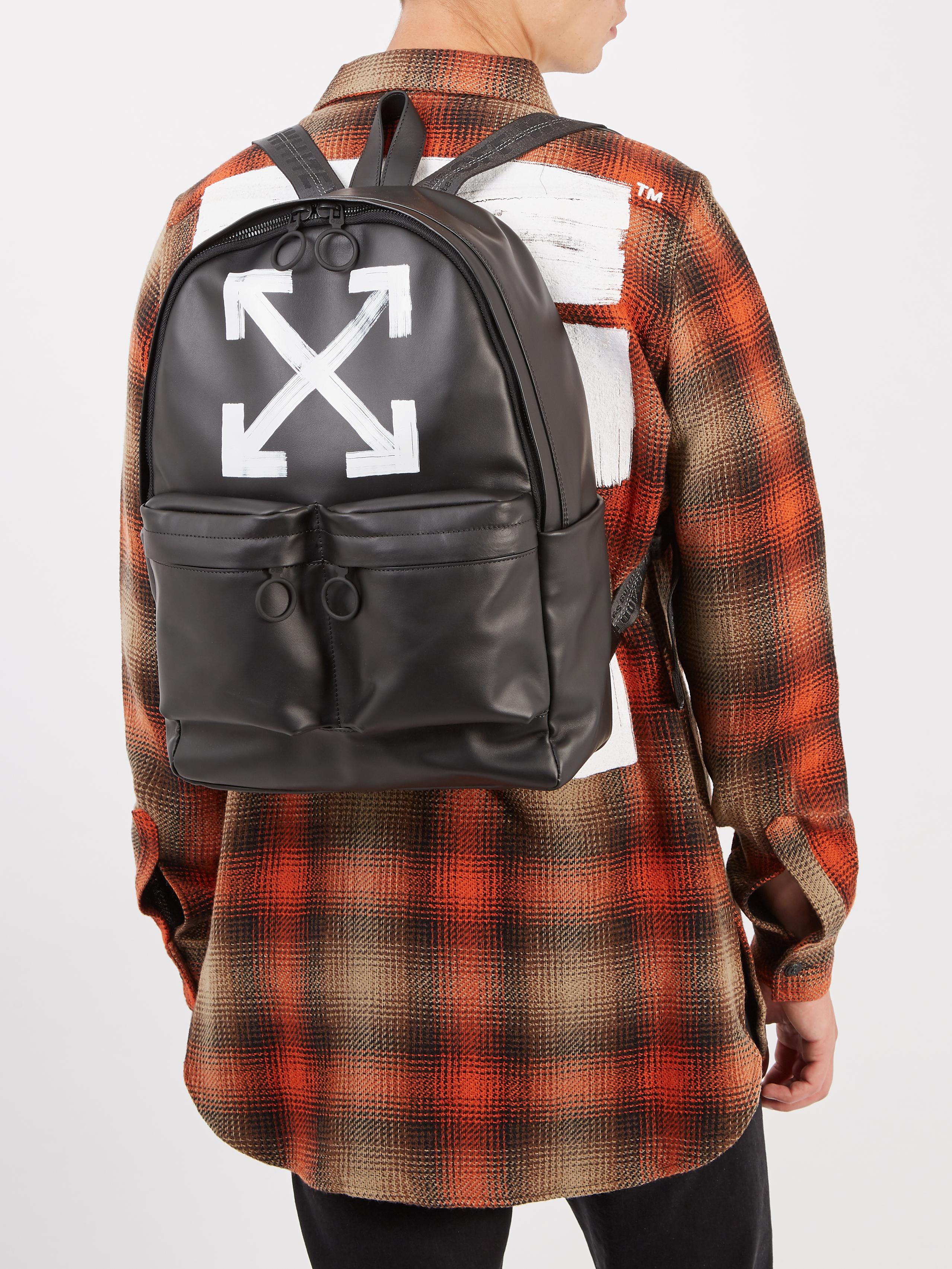 Off-White c/o Virgil Abloh Brushed Arrows-print Leather Backpack in Black  for Men | Lyst