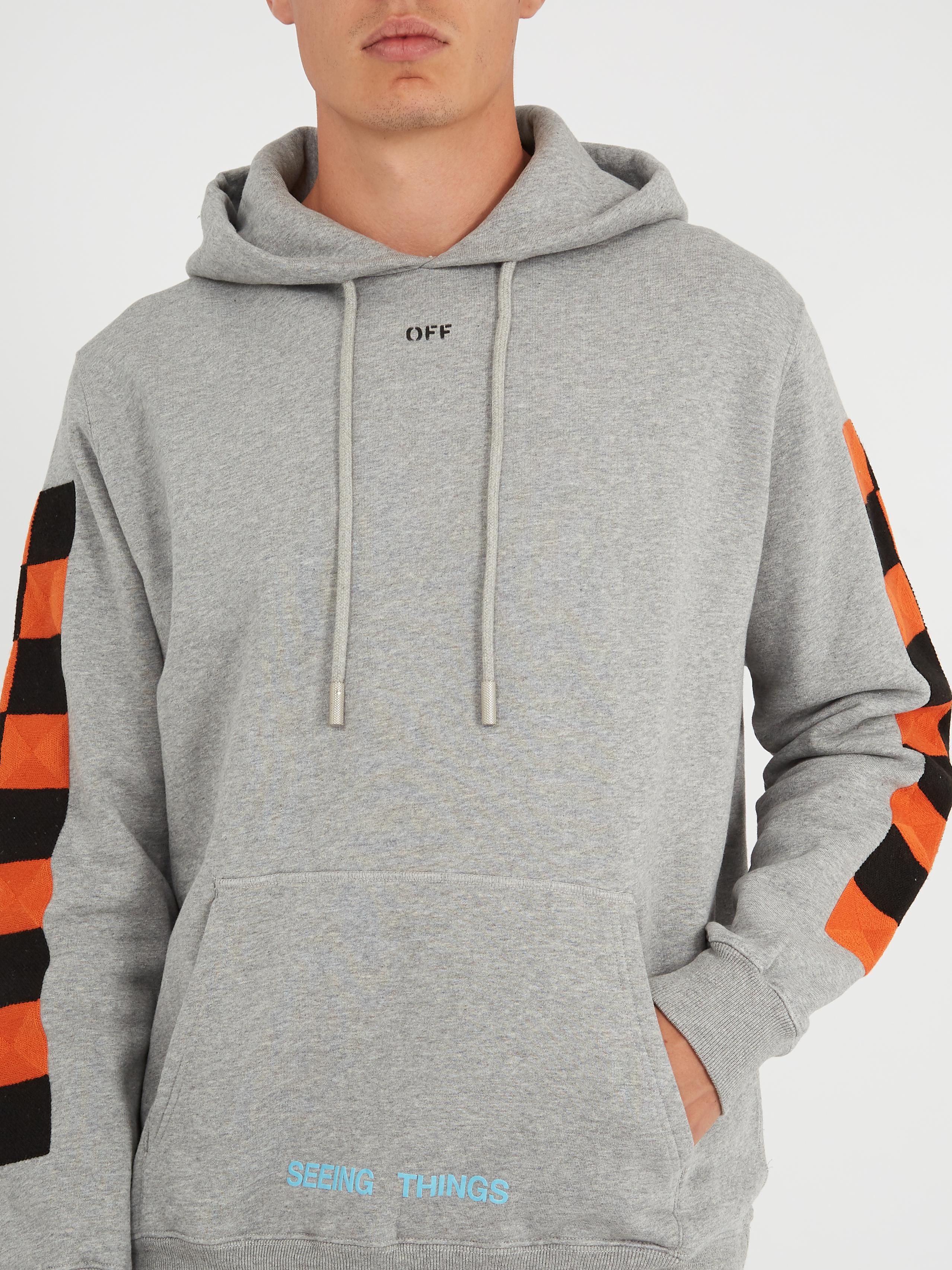 Off-White c/o Virgil Abloh Checkered-motif Cotton Hoodie in Grey (Gray) for  Men - Lyst