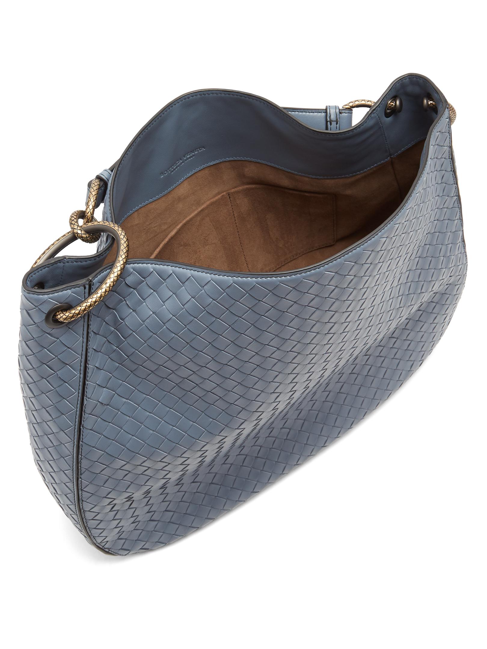 bottega veneta small loop intrecciato woven hobo bag