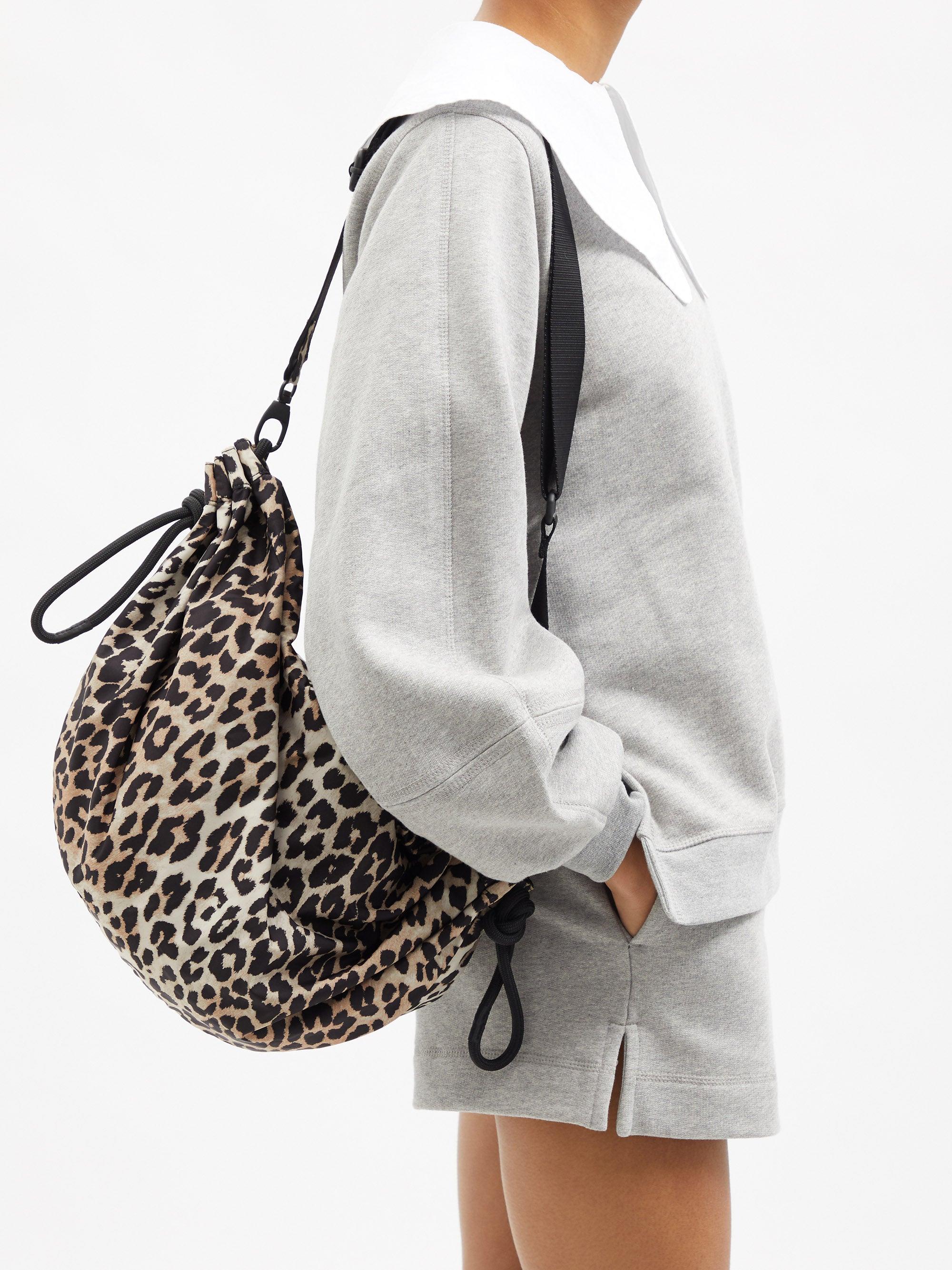 Ganni Leopard-print Recycled-fibre Shell Cross-body Bag | Lyst