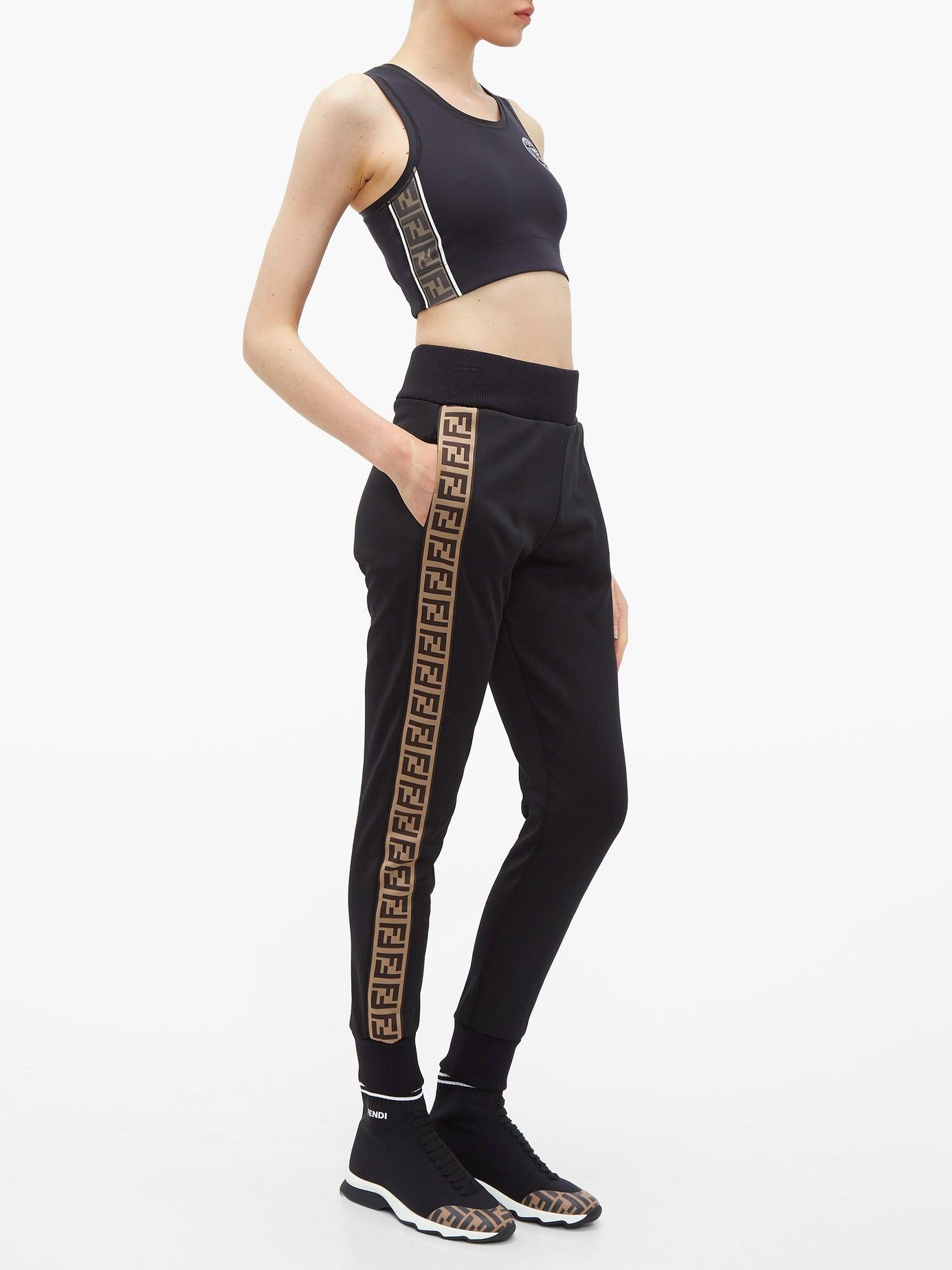 Fendi Logo Jacquard Jersey Track Pants in Black - Lyst