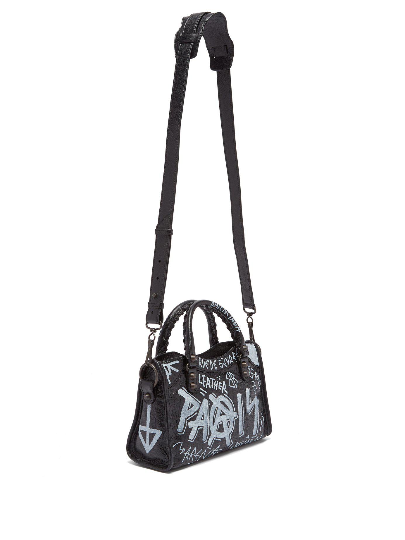 Balenciaga Classic City Mini Graffiti Bag in Black | Lyst