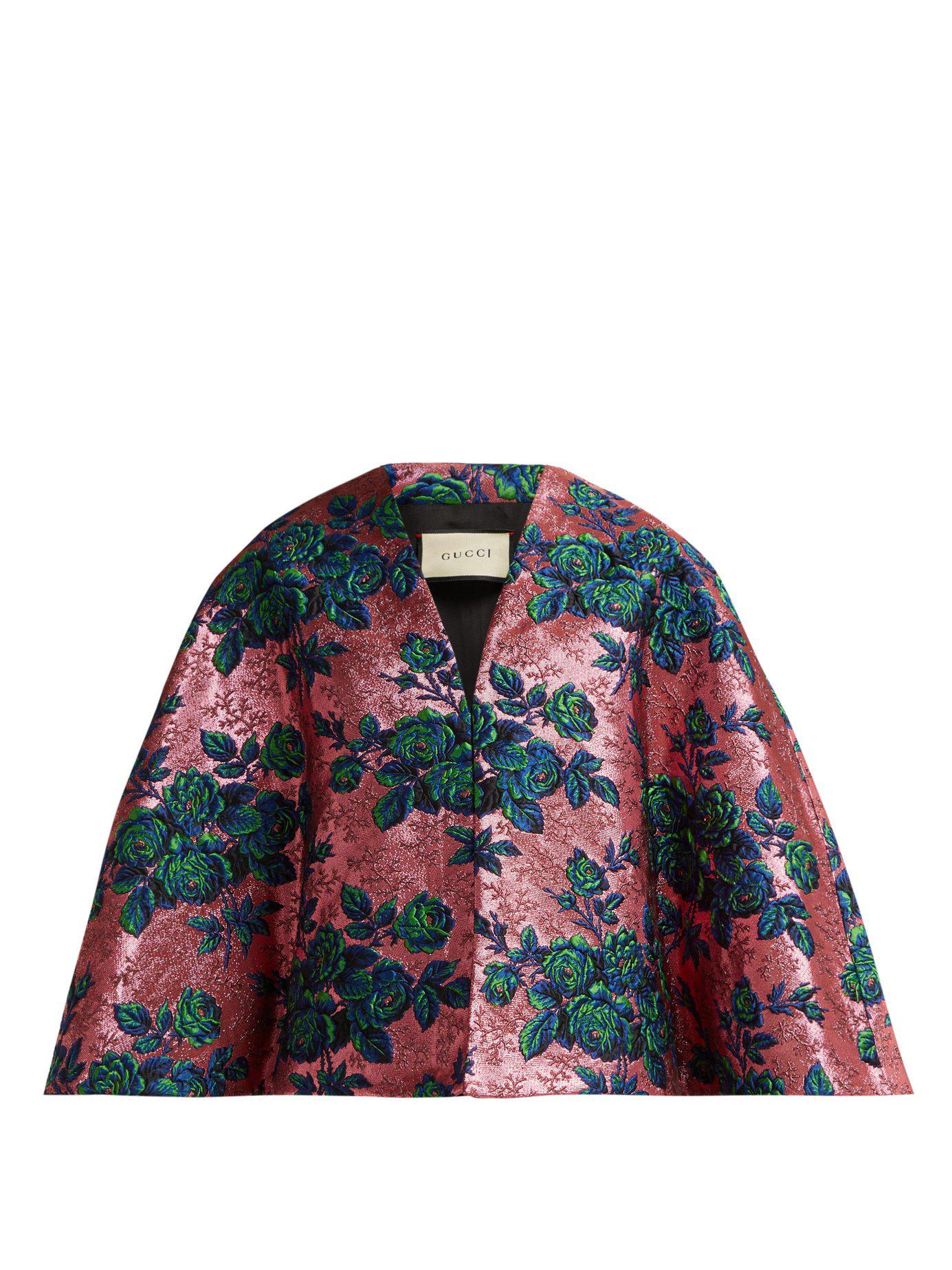 Gucci Floral Metallic Brocade Cape in Pink | Lyst
