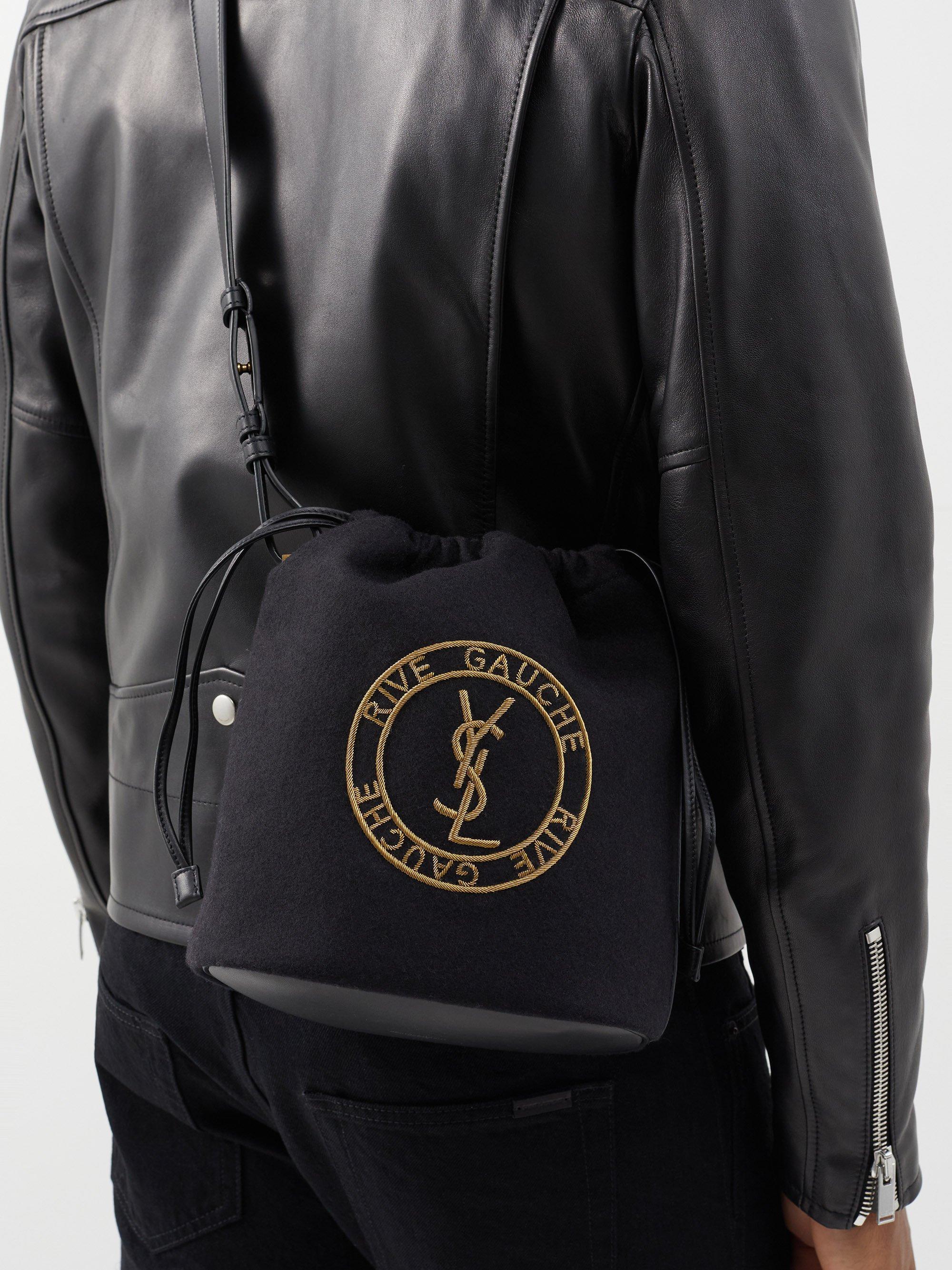 Saint Laurent Rive Gauche Felted-wool Bucket Bag in Black for Men