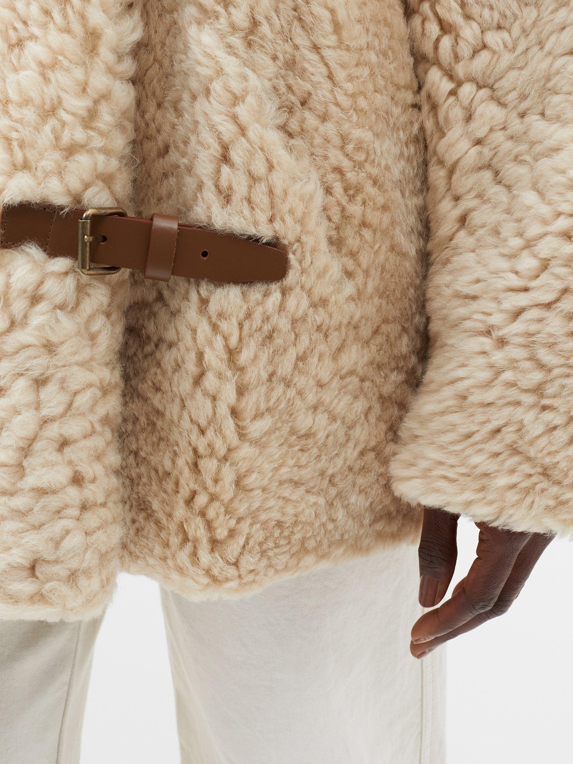 Isabel Marant Bealila Buckled Plush-shearling Jacket in Natural | Lyst