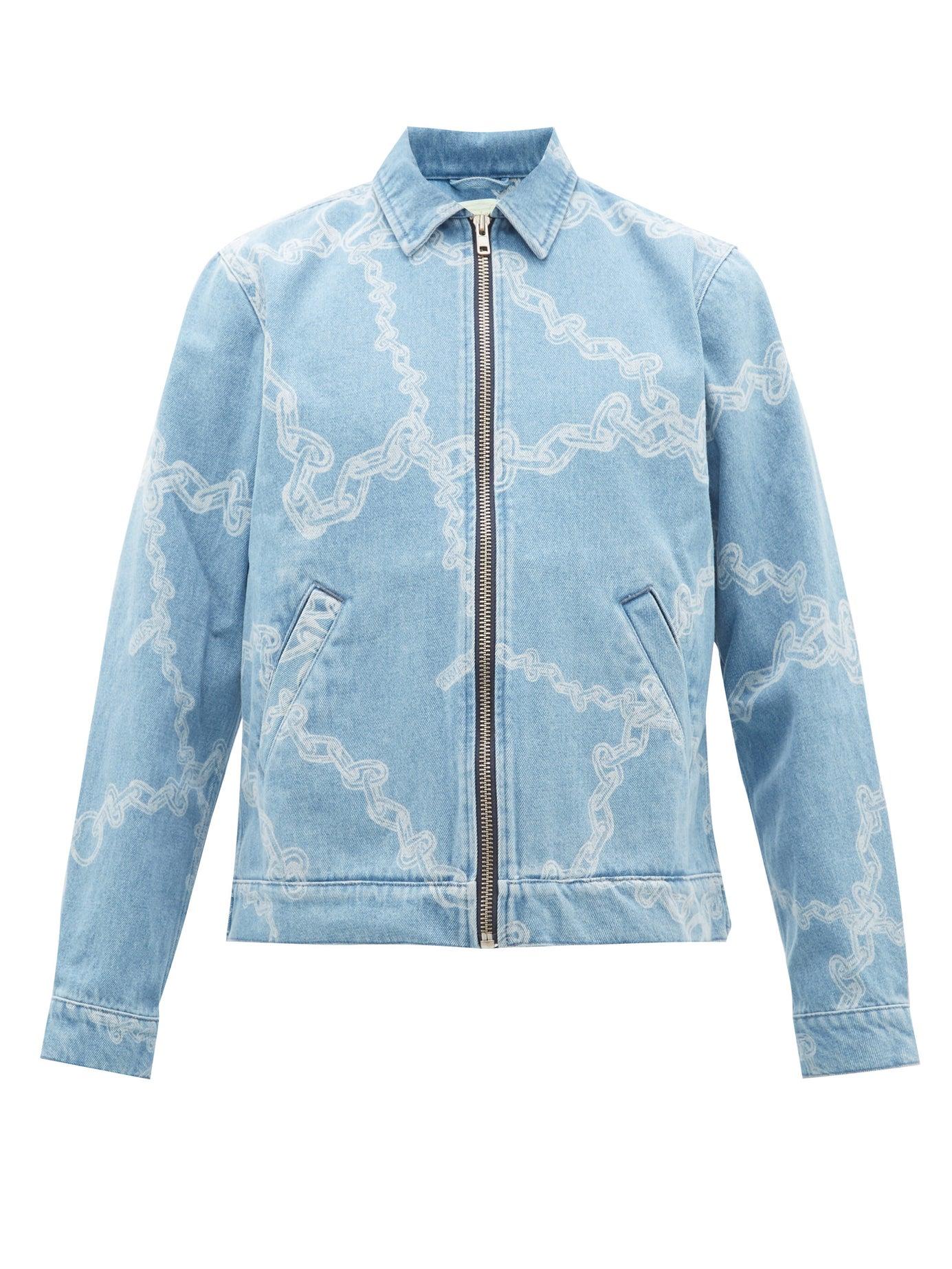 Aries Cotton Chain Print Denim Jacket in Blue for Men - Lyst