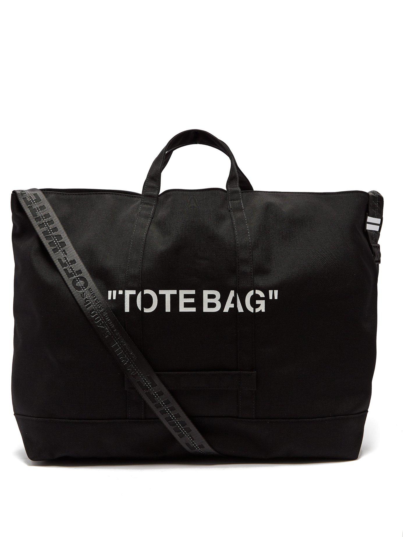 OFF-WHITE Quote Tote Bag GOODS Black White