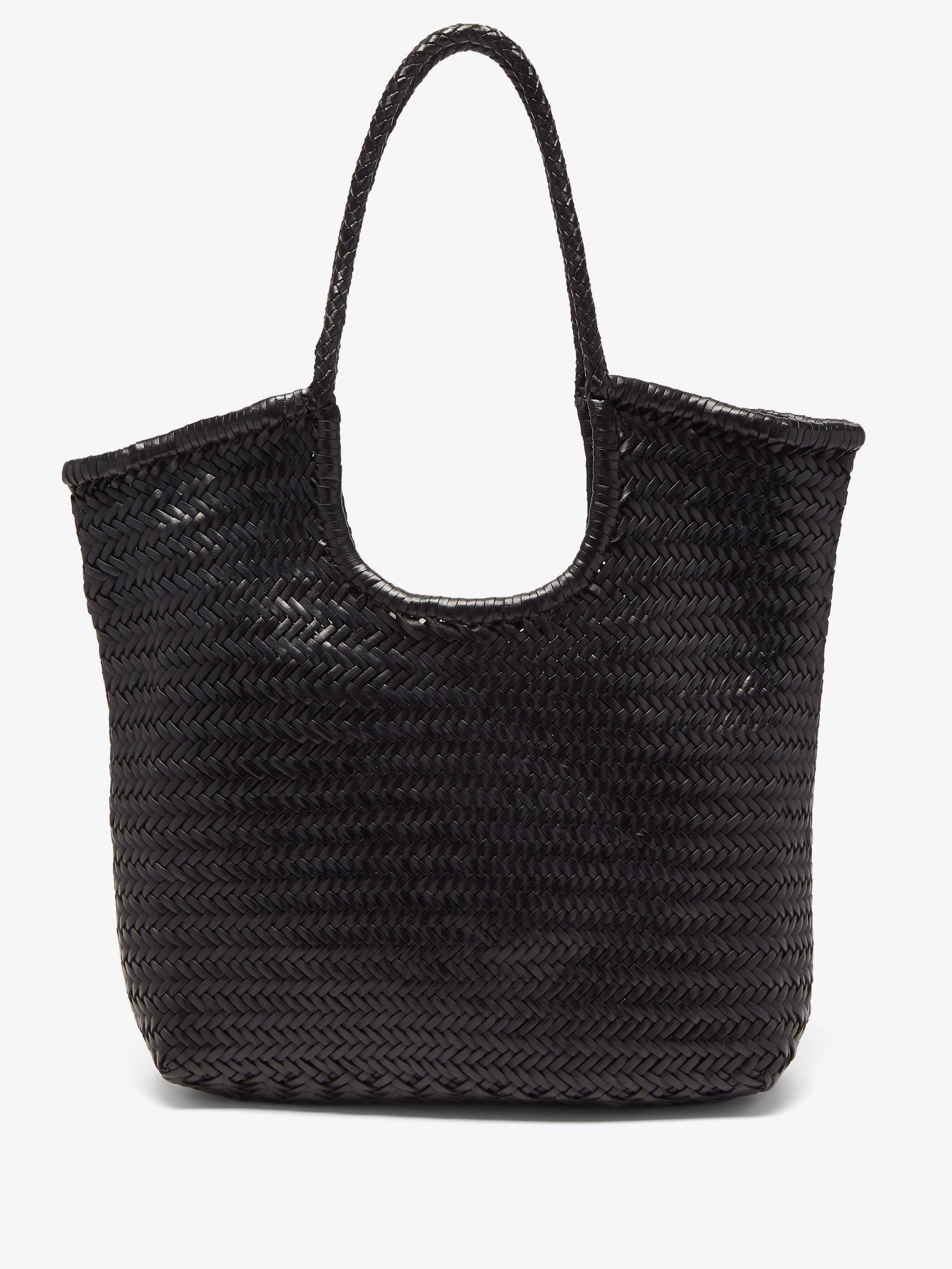 Dragon Diffusion Triple Jump Woven-leather Basket Bag in Black | Lyst