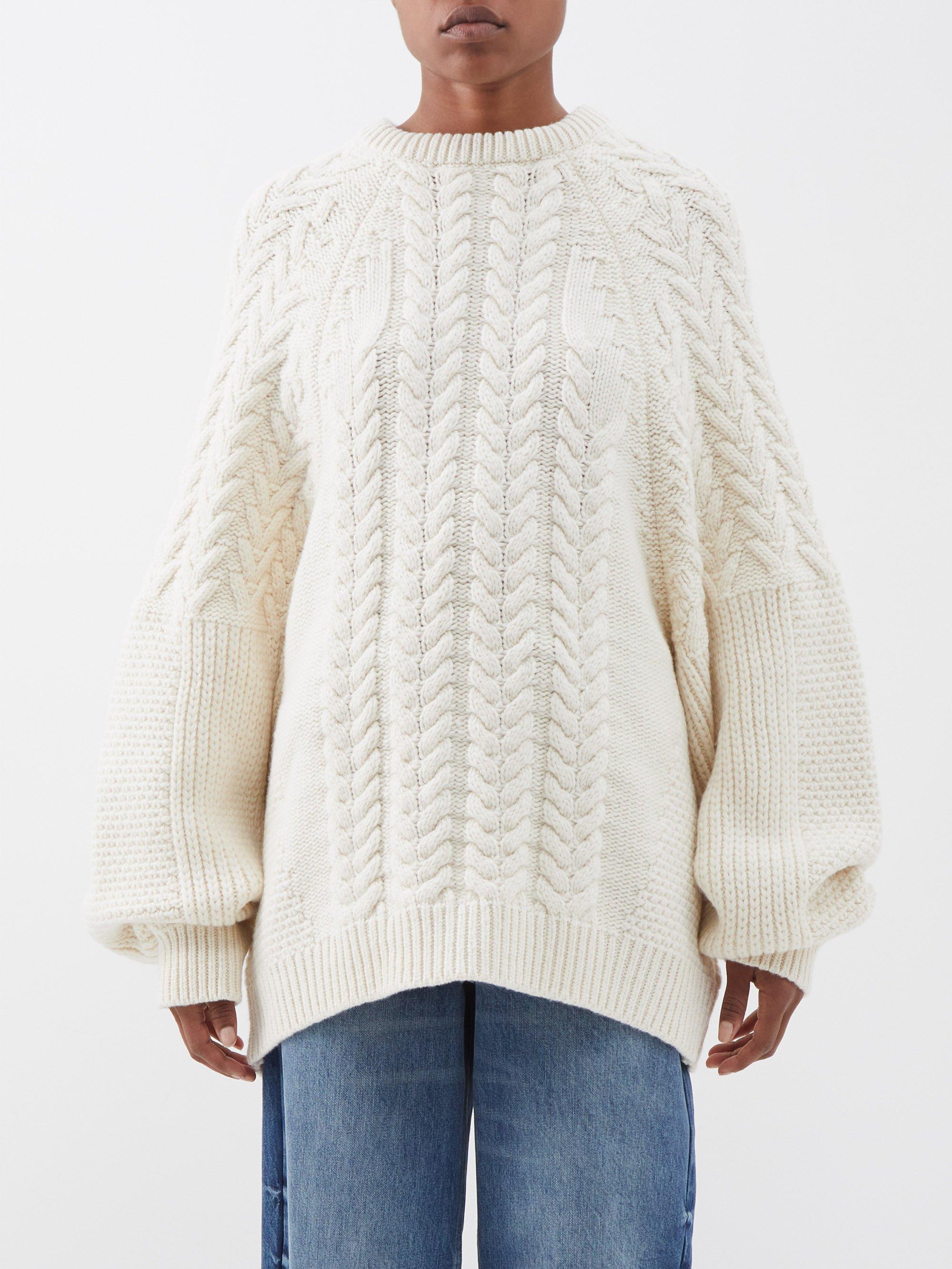 Raey Oversized Contrast-panel Wool-blend Sweater in White | Lyst UK